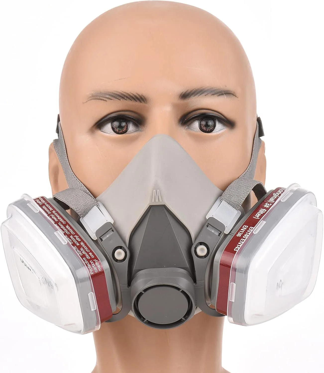 ماسک تنفسی نیم صورت مدل 6200 Eacam، محافظ تنفسی با پوشش کامل صورت به همراه عینک ایمنی برای رنگ آمیزی، بخارات آلی، جوشکاری، پولیش کاری، نجاری و سایر فعالیت های محافظتی