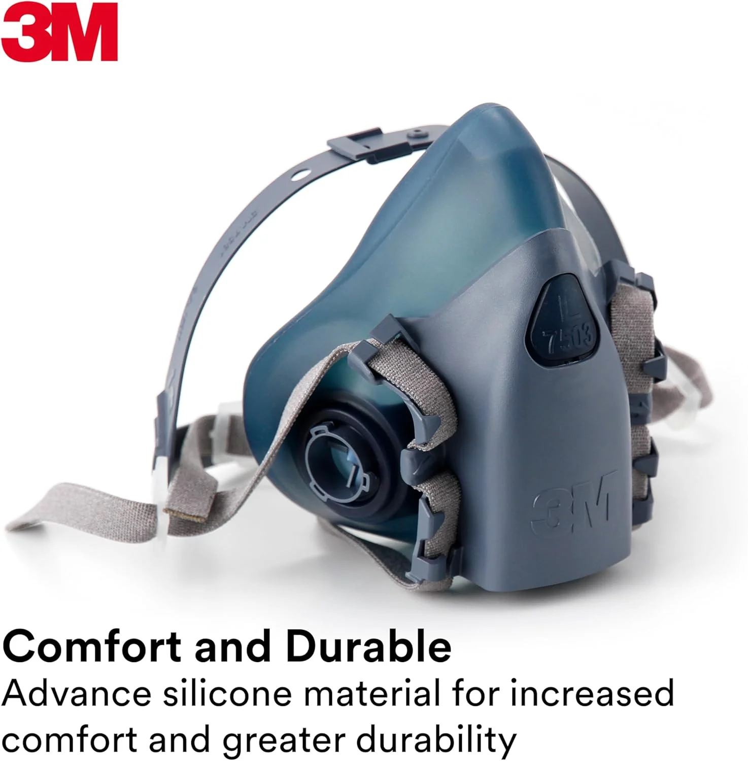 ماسک تنفسی نیم صورت 3M مدل 7503، قابل استفاده مجدد، سایز بزرگ، مناسب برای استفاده با کارتریج ها/فیلترهای سرنیزه ای (شامل نمی شود) برای گازها، بخارات و گرد و غبار