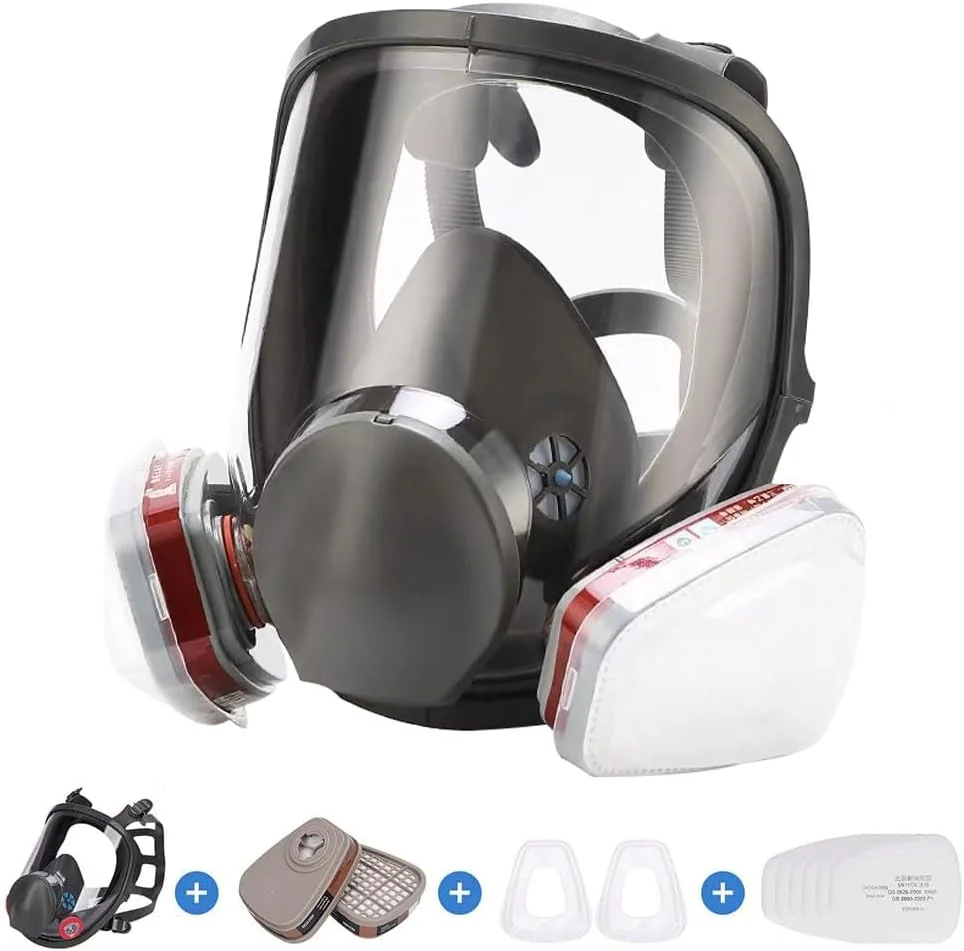 ماسک گاز تمام صورت Cakomala 6800 با فیلتر، ماسک تنفسی تمام صورت، پوشش ضد گرد و غبار برای رنگ آمیزی، محافظت در برابر مواد شیمیایی ماسک گاز تمام صورت Cakomala 6800 با فیلتر، ماسک تنفسی تمام صورت، پوشش ضد گرد و غبار برای رنگ آمیزی، محافظت در برابر مواد شیمیایی