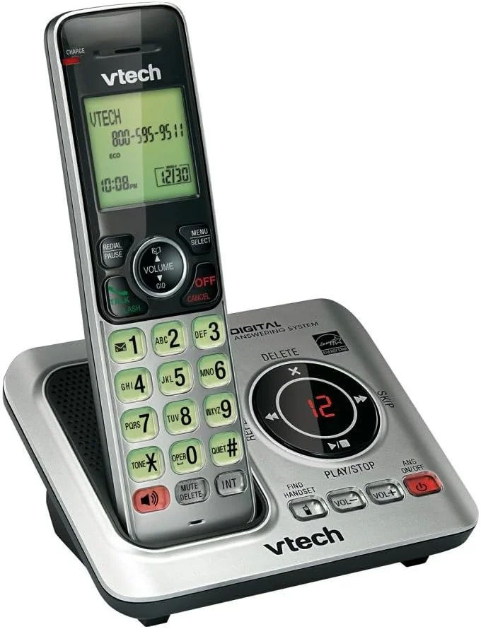 تلفن اسپیکر DECT 6.0 قابل ارتقا VTech VTCS6629 با شناسه تماس گیرنده و انتظار تماس (سیستم تک گوشی)