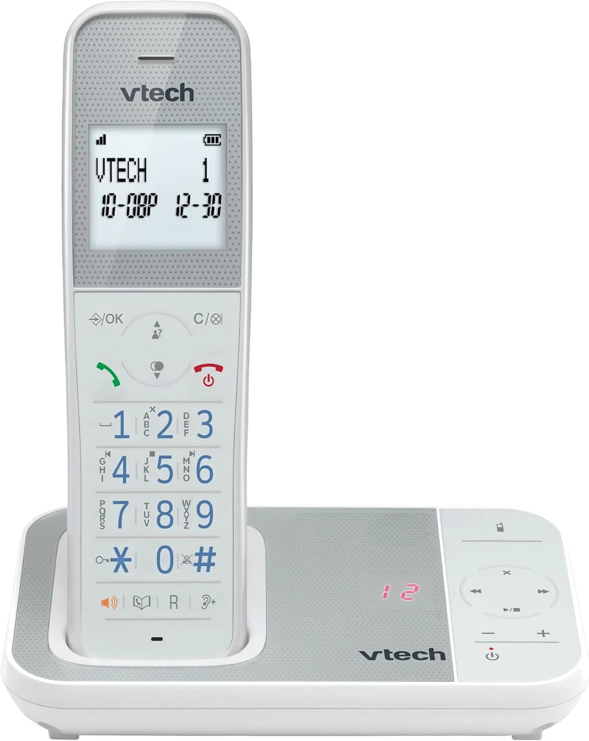 تلفن بی سیم DECT وی تک مدل XS1050 با منشی تلفنی، 1 گوشی، تلفن ثابت خانگی، پلاستیک آنتی باکتریال، مسدود کردن تماس، تقویت کننده صدا، هندزفری، شماره گیری سریع، صفحه نمایش و صفحه کلید روشن