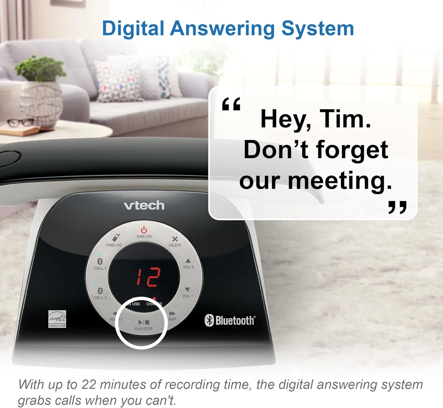 تلفن بی سیم VTech VS122 DECT 6.0 با طراحی رترو، دارای سیستم پاسخگویی، مسدود کننده تماس هوشمند و اتصال بلوتوث به تلفن همراه، تلفن رومیزی اسپیکرفون فول دوبلکس برای دفتر کار خانگی تلفن بی سیم VTech VS122 DECT 6.0 با طراحی رترو، دارای سیستم پاسخگویی، مسدود کننده تماس هوشمند و اتصال بلوتوث به تلفن همراه، تلفن رومیزی اسپیکرفون فول دوبلکس برای دفتر کار خانگی