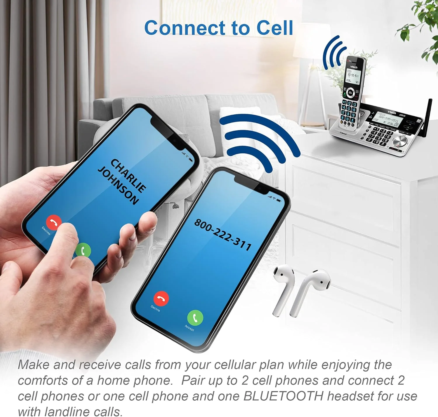 تلفن بی سیم خانگی برد بلند 5 گوشی VTech VS113-5 با مسدود کردن تماس، اتصال بلوتوث به تلفن همراه، صفحه نمایش 2 اینچی با نور پس زمینه، دکمه های بزرگ و سیستم پاسخگویی، نقره ای و مشکی تلفن بی سیم خانگی برد بلند 5 گوشی VTech VS113-5 با مسدود کردن تماس، اتصال بلوتوث به تلفن همراه، صفحه نمایش 2 اینچی با نور پس زمینه، دکمه های بزرگ و سیستم پاسخگویی، نقره ای و مشکی