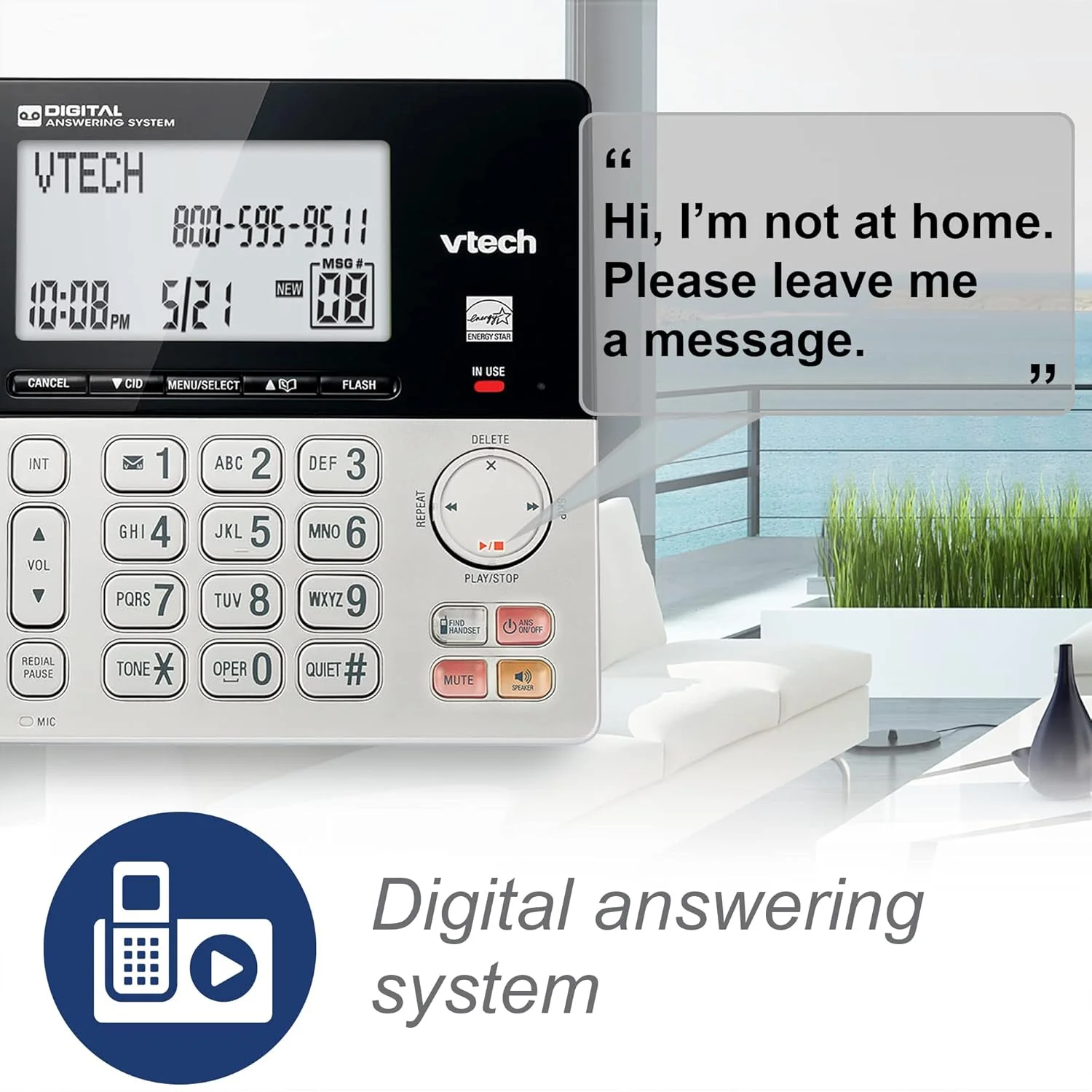 VTech VG208 DECT 6.0 Corded/Cordless Phone for Home with Answering Machine, Call Blocking, Caller ID, Large Backlit Display, Duplex Speakerphone, Intercom, Line-Power(Silver/Black) VTech VG208 DECT 6.0 Corded/Cordless Phone for Home with Answering Machine, Call Blocking, Caller ID, Large Backlit Display, Duplex Speakerphone, Intercom, Line-Power(Silver/Black)