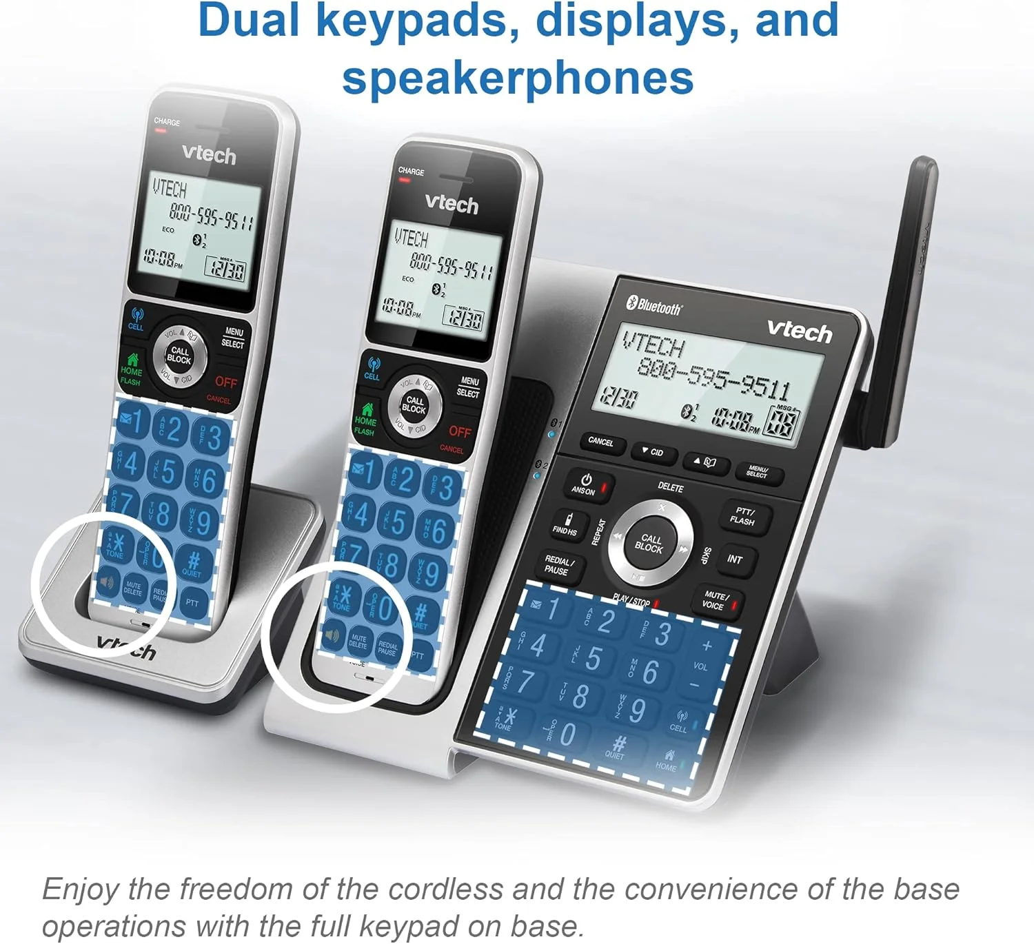 VTech VS306-5 5 Handsets Cordless Phone with Bluetooth, Answering System, Smart Call Blocker, Caller ID Announce, Backlit Display, Duplex Speakerphone