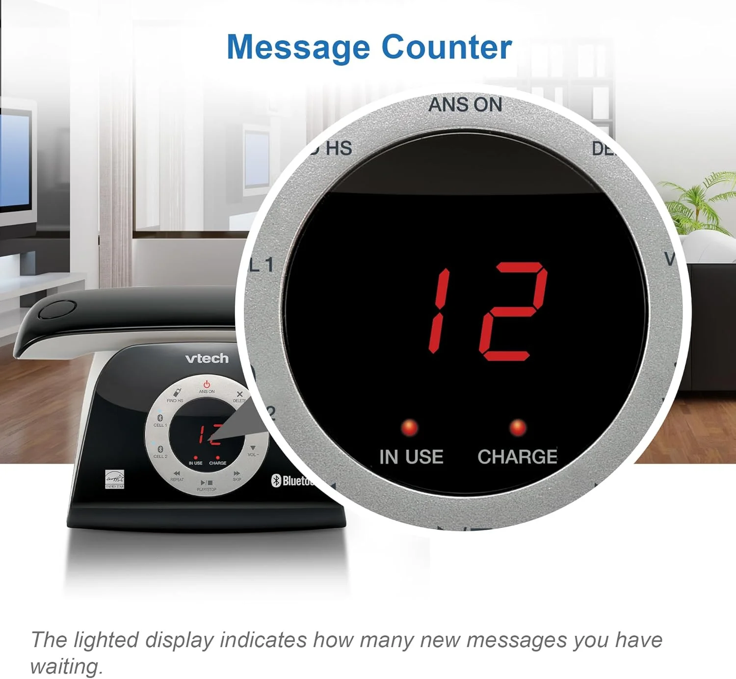تلفن بی سیم VTech VS122 DECT 6.0 با طراحی رترو، دارای سیستم پاسخگویی، مسدود کننده تماس هوشمند و اتصال بلوتوث به تلفن همراه، تلفن رومیزی اسپیکرفون فول دوبلکس برای دفتر کار خانگی تلفن بی سیم VTech VS122 DECT 6.0 با طراحی رترو، دارای سیستم پاسخگویی، مسدود کننده تماس هوشمند و اتصال بلوتوث به تلفن همراه، تلفن رومیزی اسپیکرفون فول دوبلکس برای دفتر کار خانگی