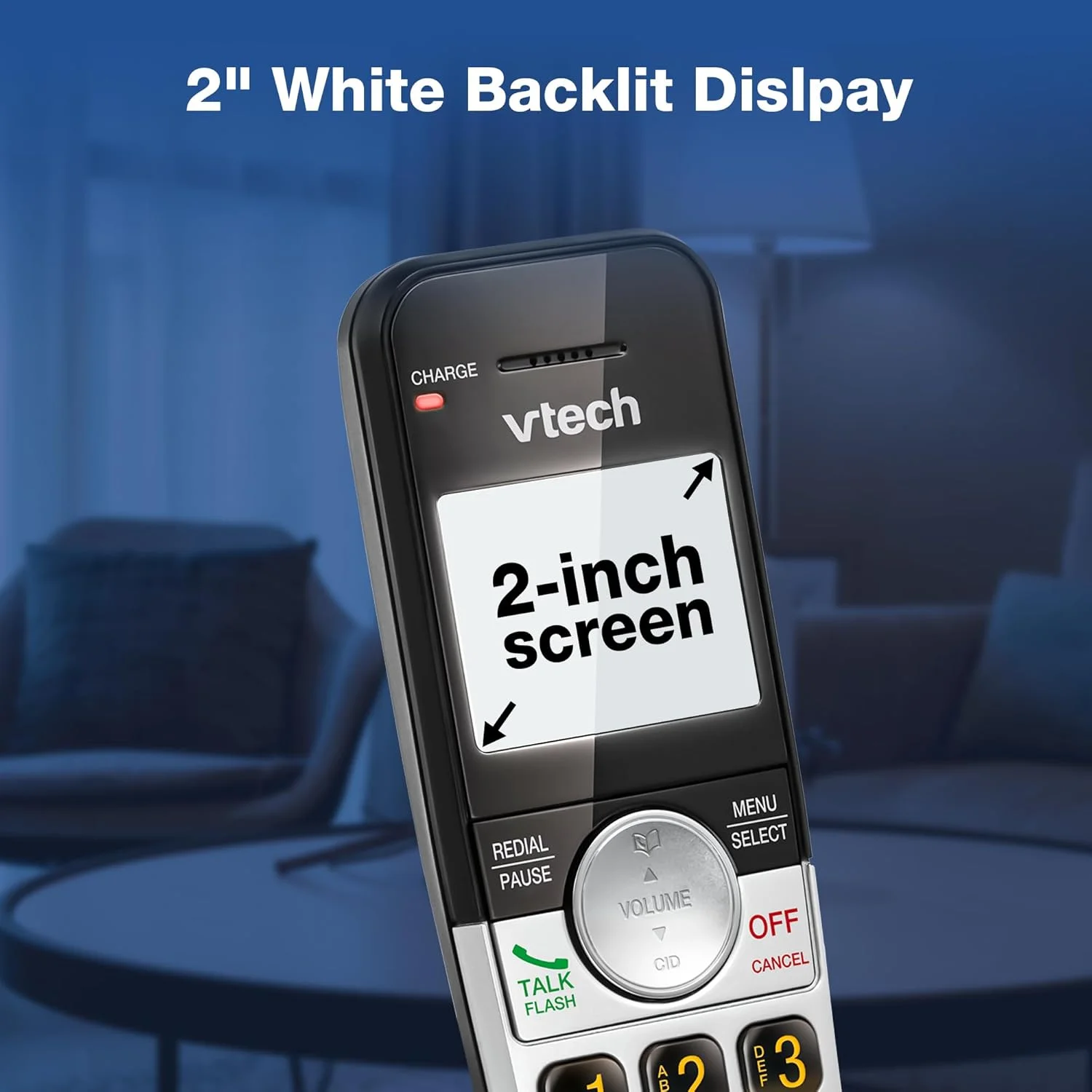 تلفن بی سیم 5 گوشی VTech VG231-5 با صفحه نمایش بزرگ و دکمه های بزرگ، DECT 6.0 با شناسه تماس گیرنده/انتظار تماس، بلندگوی دو طرفه کامل، حالت ECO، شماره گیری مجدد 10 شماره آخر، استفاده آسان
