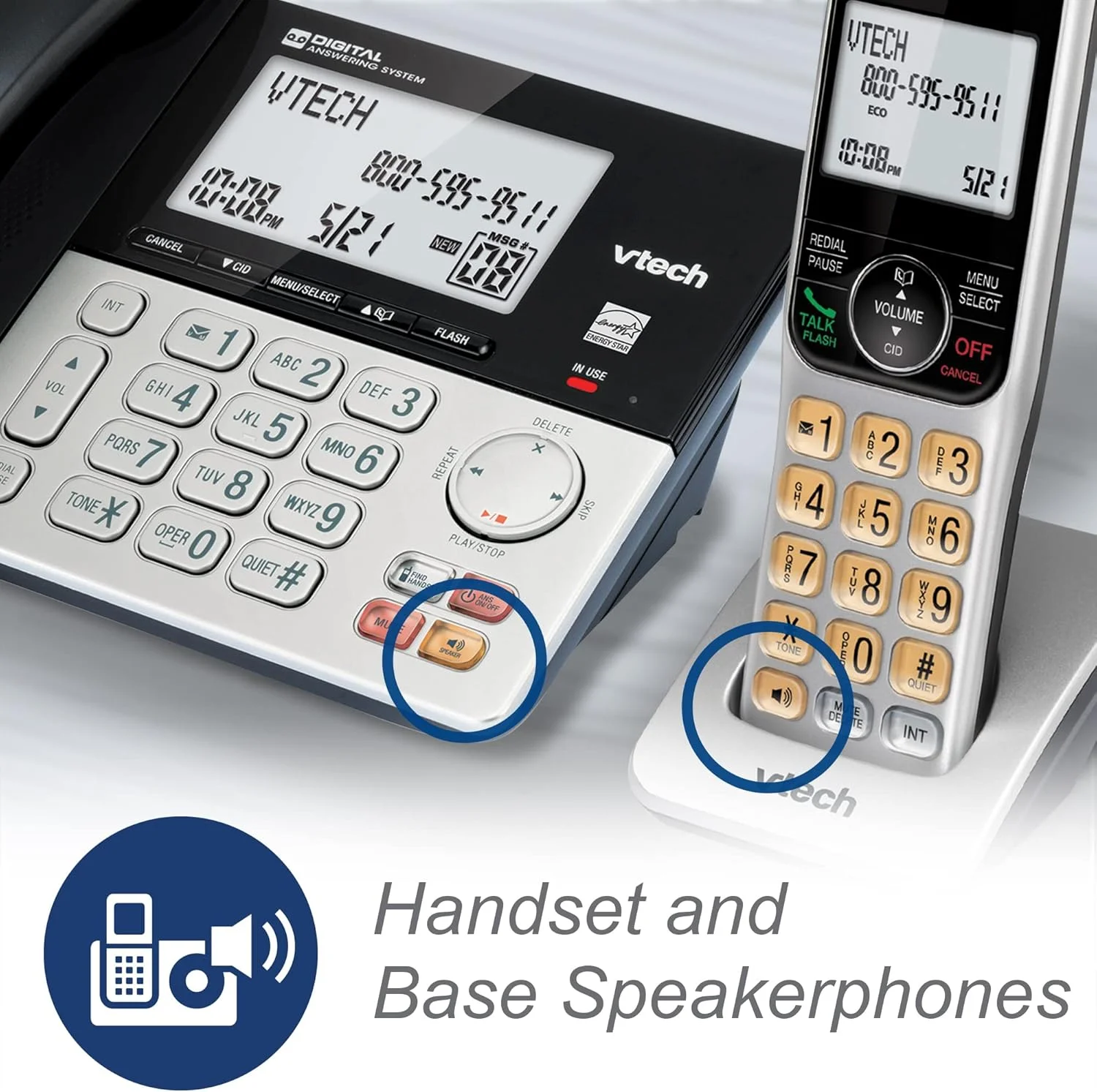 VTech VG208 DECT 6.0 Corded/Cordless Phone for Home with Answering Machine, Call Blocking, Caller ID, Large Backlit Display, Duplex Speakerphone, Intercom, Line-Power(Silver/Black) VTech VG208 DECT 6.0 Corded/Cordless Phone for Home with Answering Machine, Call Blocking, Caller ID, Large Backlit Display, Duplex Speakerphone, Intercom, Line-Power(Silver/Black)