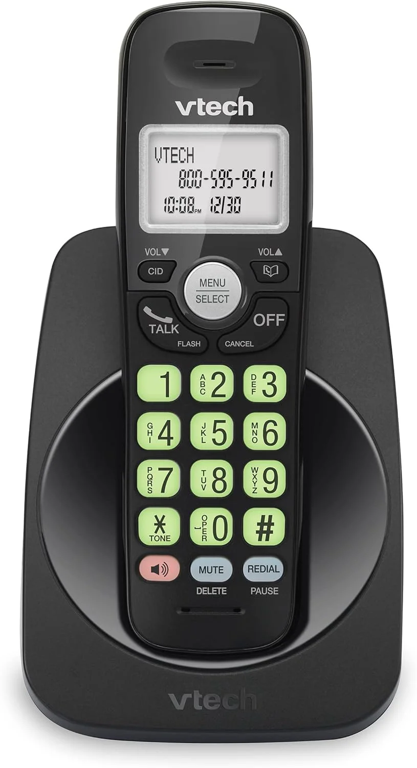 تلفن بی سیم VTech [جدید] مدل VG131-11 DECT 6.0 - اتصال بلوتوث، صفحه نمایش آبی-سفید، دکمه های بزرگ، دوبلکس کامل، شناسه تماس گیرنده، نصب آسان روی دیوار، برد 300 متر (مشکی)