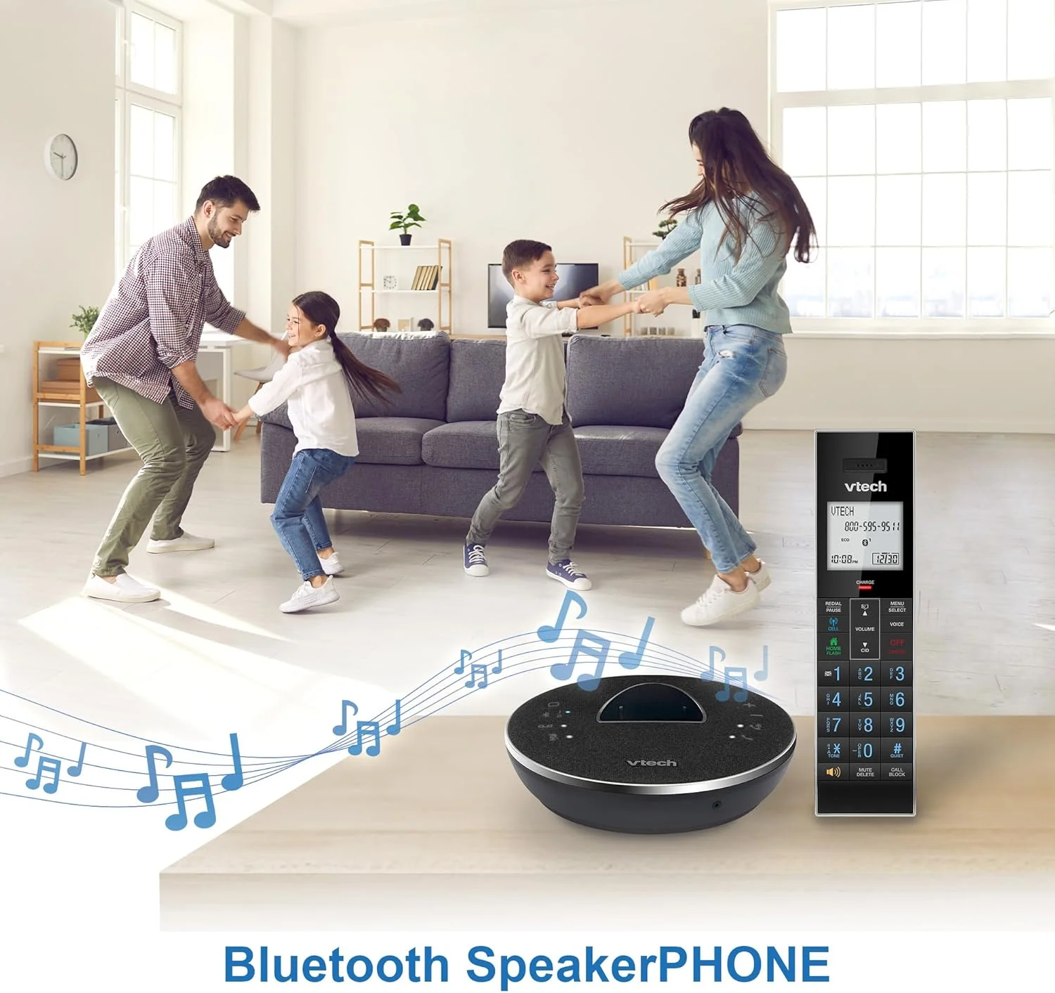 تلفن بی سیم VTech LS6381 DECT 6.0 با بلندگوی بلوتوث با قابلیت حذف اکو، کاهش نویز و پخش موسیقی. ایده آل برای تماس های تلفنی PC/خط ثابت/تلفن همراه. سیستم پاسخگویی، مسدود کننده تماس هوشمند تلفن بی سیم VTech LS6381 DECT 6.0 با بلندگوی بلوتوث با قابلیت حذف اکو، کاهش نویز و پخش موسیقی. ایده آل برای تماس های تلفنی PC/خط ثابت/تلفن همراه. سیستم پاسخگویی، مسدود کننده تماس هوشمند