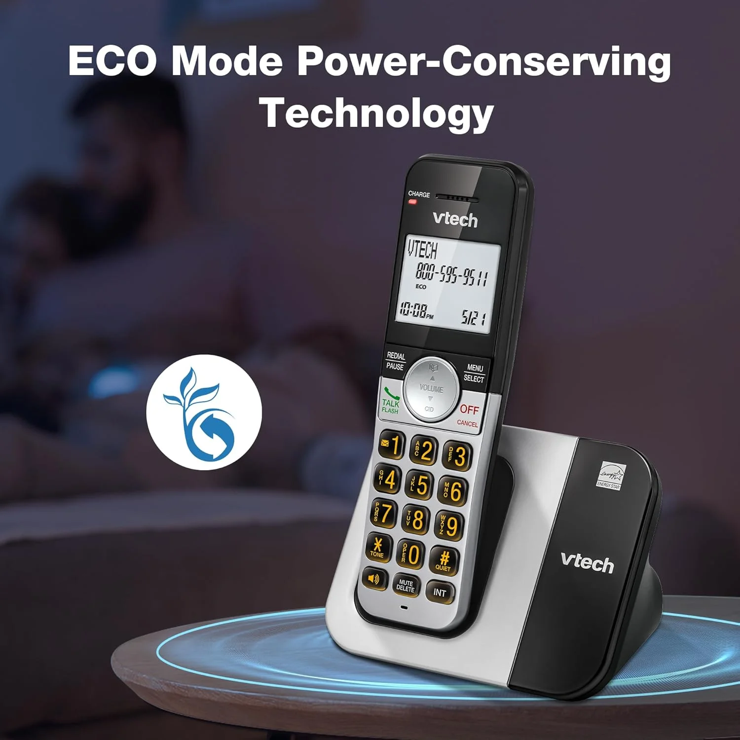 تلفن بی سیم 5 گوشی VTech VG231-5 با صفحه نمایش بزرگ و دکمه های بزرگ، DECT 6.0 با شناسه تماس گیرنده/انتظار تماس، بلندگوی دو طرفه کامل، حالت ECO، شماره گیری مجدد 10 شماره آخر، استفاده آسان