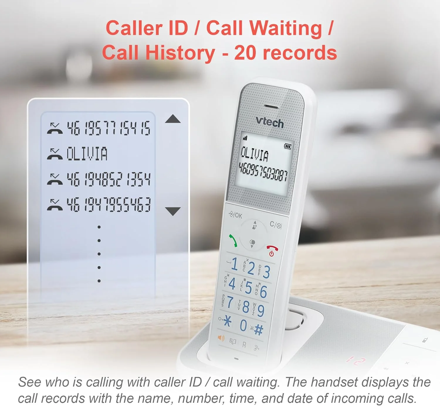 تلفن بی سیم DECT وی تک مدل XS1050 با منشی تلفنی، 1 گوشی، تلفن ثابت خانگی، پلاستیک آنتی باکتریال، مسدود کردن تماس، تقویت کننده صدا، هندزفری، شماره گیری سریع، صفحه نمایش و صفحه کلید روشن تلفن بی سیم DECT وی تک مدل XS1050 با منشی تلفنی، 1 گوشی، تلفن ثابت خانگی، پلاستیک آنتی باکتریال، مسدود کردن تماس، تقویت کننده صدا، هندزفری، شماره گیری سریع، صفحه نمایش و صفحه کلید روشن