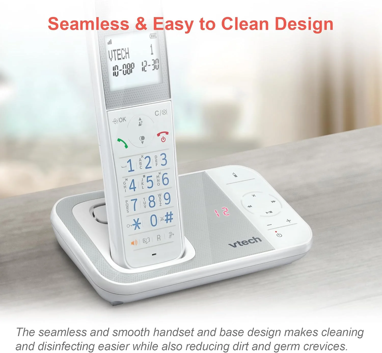 تلفن بی سیم DECT وی تک مدل XS1050 با منشی تلفنی، 1 گوشی، تلفن ثابت خانگی، پلاستیک آنتی باکتریال، مسدود کردن تماس، تقویت کننده صدا، هندزفری، شماره گیری سریع، صفحه نمایش و صفحه کلید روشن تلفن بی سیم DECT وی تک مدل XS1050 با منشی تلفنی، 1 گوشی، تلفن ثابت خانگی، پلاستیک آنتی باکتریال، مسدود کردن تماس، تقویت کننده صدا، هندزفری، شماره گیری سریع، صفحه نمایش و صفحه کلید روشن