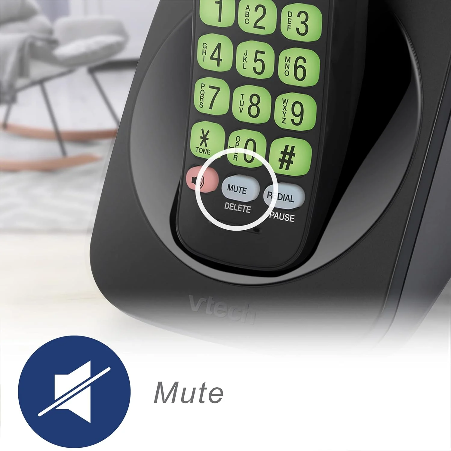 تلفن بی سیم VTech [جدید] مدل VG131-11 DECT 6.0 - اتصال بلوتوث، صفحه نمایش آبی-سفید، دکمه های بزرگ، دوبلکس کامل، شناسه تماس گیرنده، نصب آسان روی دیوار، برد 300 متر (مشکی)