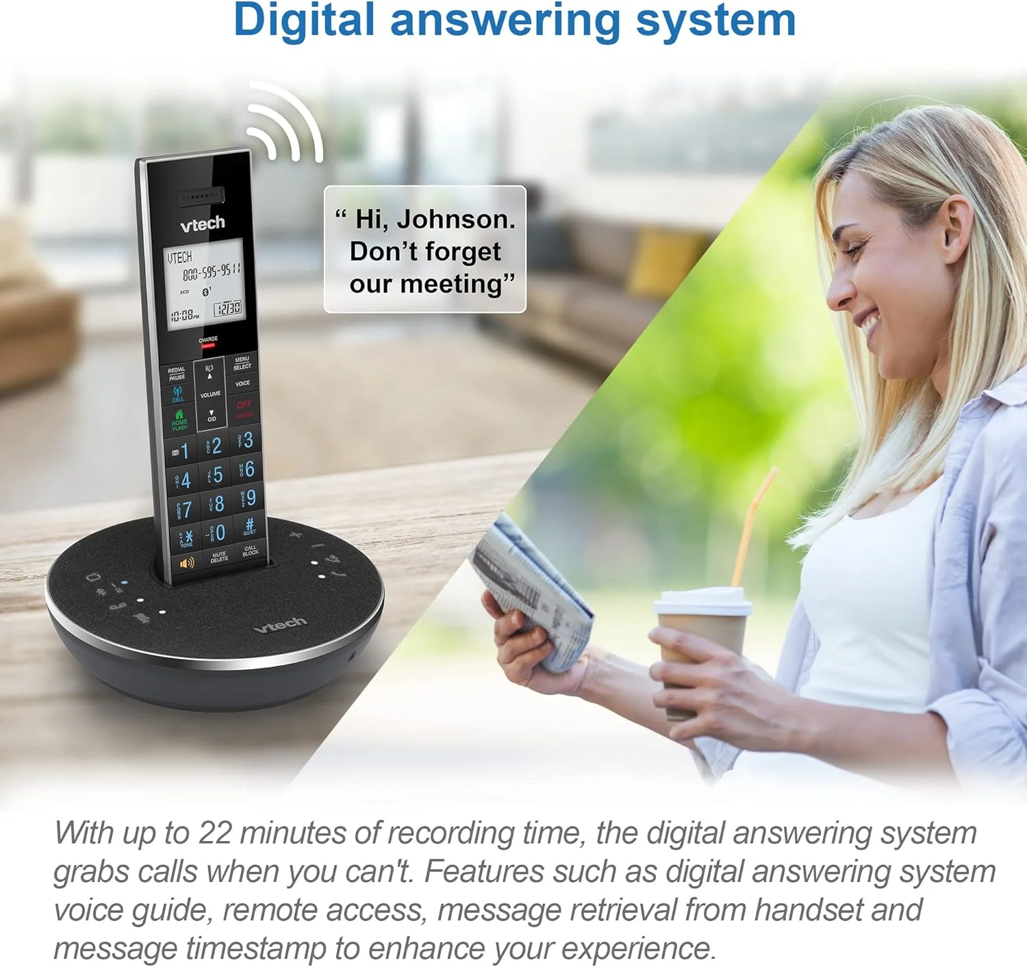 تلفن بی سیم VTech LS6381 DECT 6.0 با بلندگوی بلوتوث با قابلیت حذف اکو، کاهش نویز و پخش موسیقی. ایده آل برای تماس های تلفنی PC/خط ثابت/تلفن همراه. سیستم پاسخگویی، مسدود کننده تماس هوشمند تلفن بی سیم VTech LS6381 DECT 6.0 با بلندگوی بلوتوث با قابلیت حذف اکو، کاهش نویز و پخش موسیقی. ایده آل برای تماس های تلفنی PC/خط ثابت/تلفن همراه. سیستم پاسخگویی، مسدود کننده تماس هوشمند