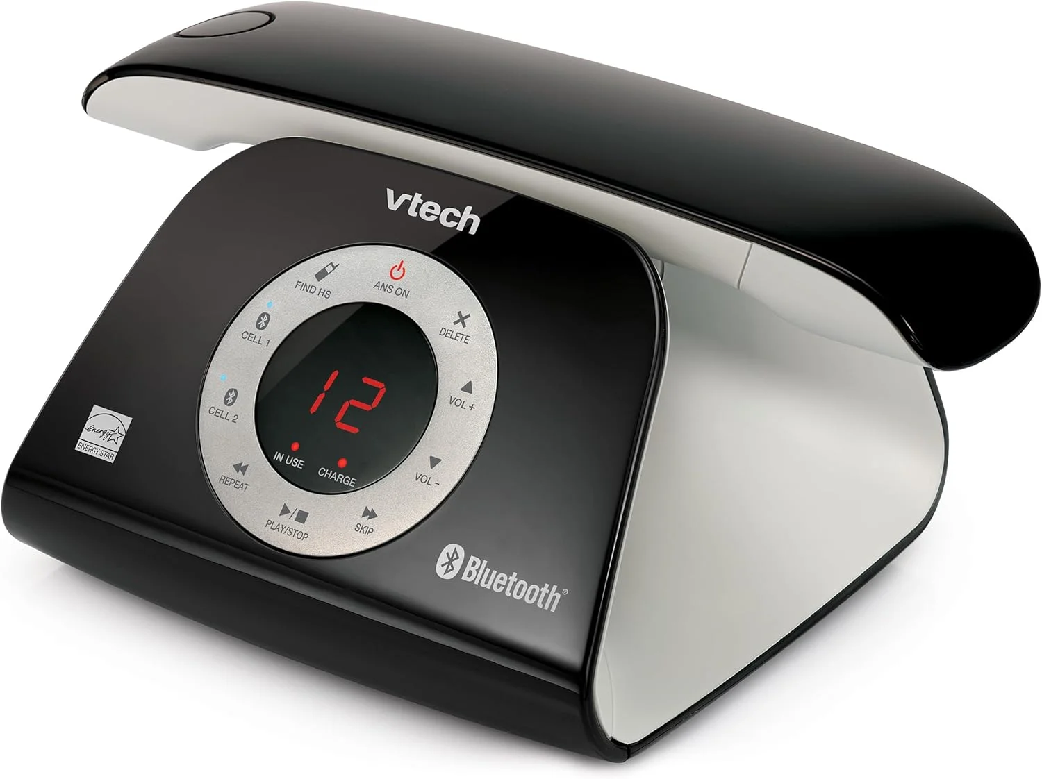 تلفن بی سیم VTech VS122 DECT 6.0 با طراحی رترو، دارای سیستم پاسخگویی، مسدود کننده تماس هوشمند و اتصال بلوتوث به تلفن همراه، تلفن رومیزی اسپیکرفون فول دوبلکس برای دفتر کار خانگی تلفن بی سیم VTech VS122 DECT 6.0 با طراحی رترو، دارای سیستم پاسخگویی، مسدود کننده تماس هوشمند و اتصال بلوتوث به تلفن همراه، تلفن رومیزی اسپیکرفون فول دوبلکس برای دفتر کار خانگی