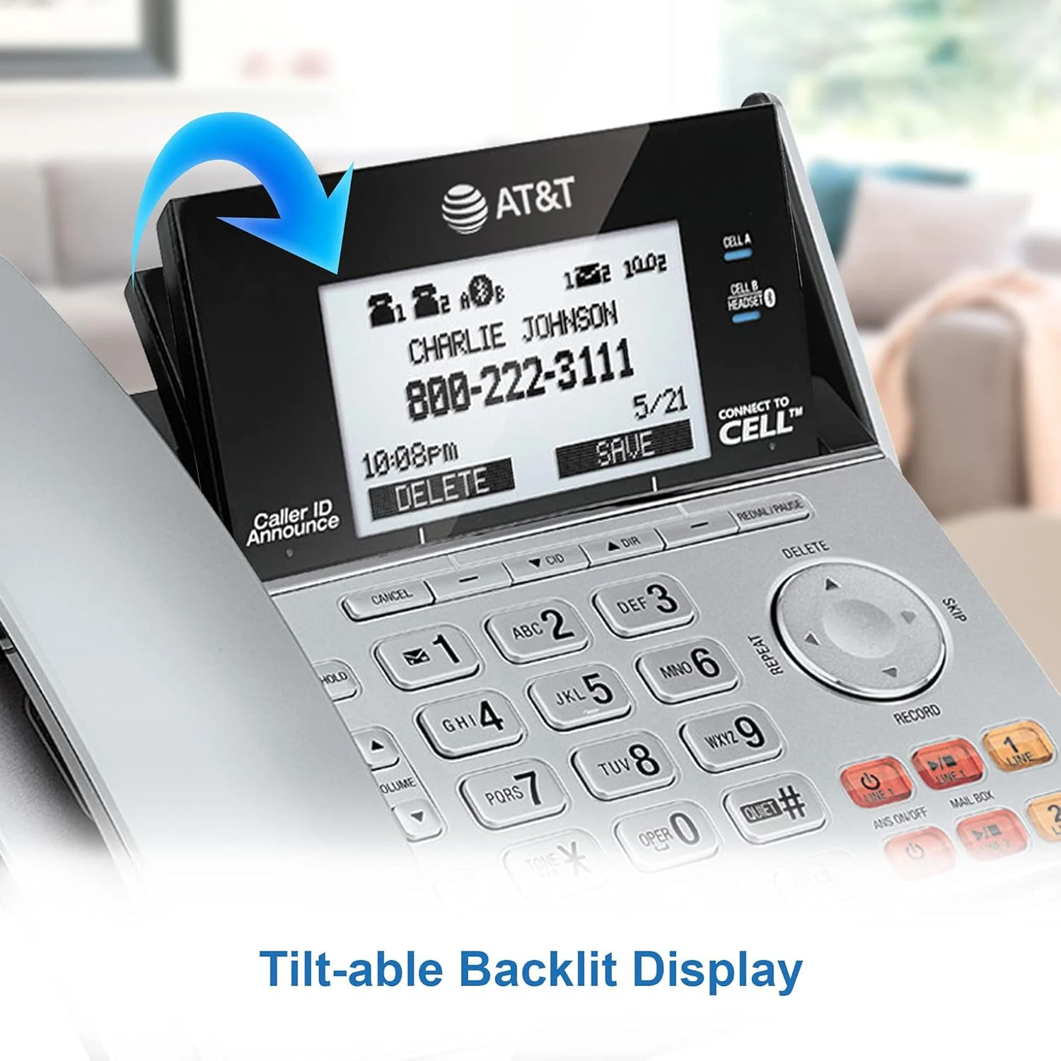 سیستم تلفن سانترال ۲ خطه بی سیم و با سیم AT&T VTech TL86103 DECT 6.0 با قابلیت اتصال به موبایل، دارای سیستم پاسخگویی، نمایشگر شماره تماس و انتظار مکالمه، ۱ گوشی با سیم و ۱ گوشی بی سیم، نقره ای/مشکی سیستم تلفن سانترال ۲ خطه بی سیم و با سیم AT&T VTech TL86103 DECT 6.0 با قابلیت اتصال به موبایل، دارای سیستم پاسخگویی، نمایشگر شماره تماس و انتظار مکالمه، ۱ گوشی با سیم و ۱ گوشی بی سیم، نقره ای/مشکی