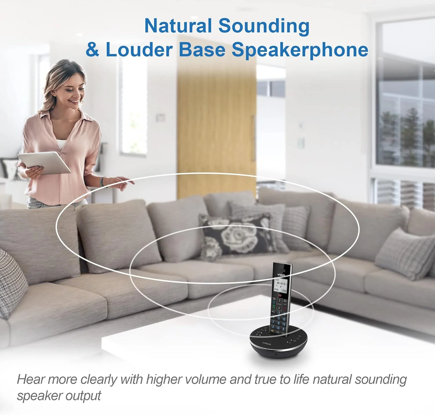 تلفن بی سیم VTech LS6381 DECT 6.0 با بلندگوی بلوتوث با قابلیت حذف اکو، کاهش نویز و پخش موسیقی. ایده آل برای تماس های تلفنی PC/خط ثابت/تلفن همراه. سیستم پاسخگویی، مسدود کننده تماس هوشمند تلفن بی سیم VTech LS6381 DECT 6.0 با بلندگوی بلوتوث با قابلیت حذف اکو، کاهش نویز و پخش موسیقی. ایده آل برای تماس های تلفنی PC/خط ثابت/تلفن همراه. سیستم پاسخگویی، مسدود کننده تماس هوشمند