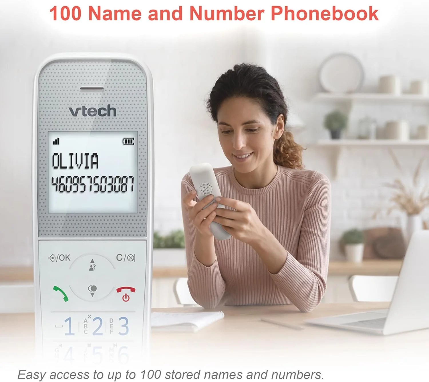 تلفن بی سیم DECT وی تک مدل XS1050 با منشی تلفنی، 1 گوشی، تلفن ثابت خانگی، پلاستیک آنتی باکتریال، مسدود کردن تماس، تقویت کننده صدا، هندزفری، شماره گیری سریع، صفحه نمایش و صفحه کلید روشن تلفن بی سیم DECT وی تک مدل XS1050 با منشی تلفنی، 1 گوشی، تلفن ثابت خانگی، پلاستیک آنتی باکتریال، مسدود کردن تماس، تقویت کننده صدا، هندزفری، شماره گیری سریع، صفحه نمایش و صفحه کلید روشن