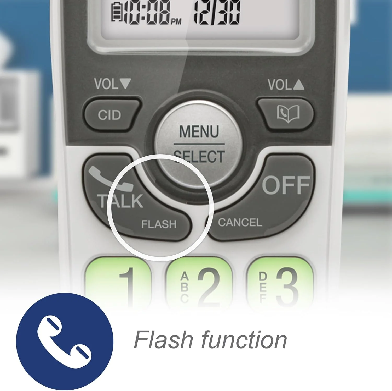 تلفن بی سیم VTech VG131 DECT 6.0 [جدید] - اتصال بلوتوث، صفحه نمایش آبی-سفید، دکمه های بزرگ، بلندگوی دو طرفه کامل، شناسه تماس گیرنده، نصب آسان روی دیوار، برد 300 متری (سفید/خاکستری)