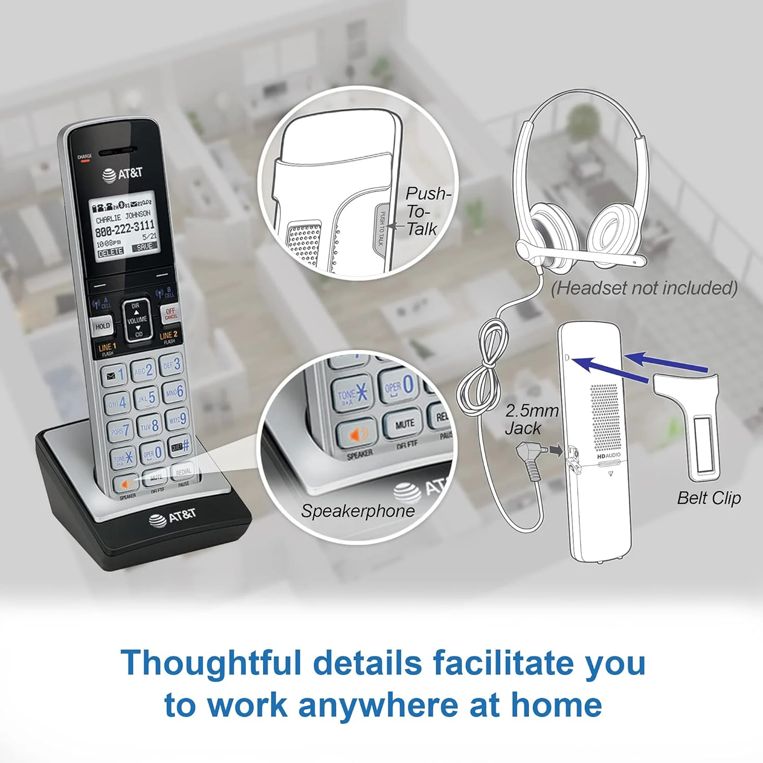 سیستم تلفن سانترال ۲ خطه بی سیم و با سیم AT&T VTech TL86103 DECT 6.0 با قابلیت اتصال به موبایل، دارای سیستم پاسخگویی، نمایشگر شماره تماس و انتظار مکالمه، ۱ گوشی با سیم و ۱ گوشی بی سیم، نقره ای/مشکی سیستم تلفن سانترال ۲ خطه بی سیم و با سیم AT&T VTech TL86103 DECT 6.0 با قابلیت اتصال به موبایل، دارای سیستم پاسخگویی، نمایشگر شماره تماس و انتظار مکالمه، ۱ گوشی با سیم و ۱ گوشی بی سیم، نقره ای/مشکی