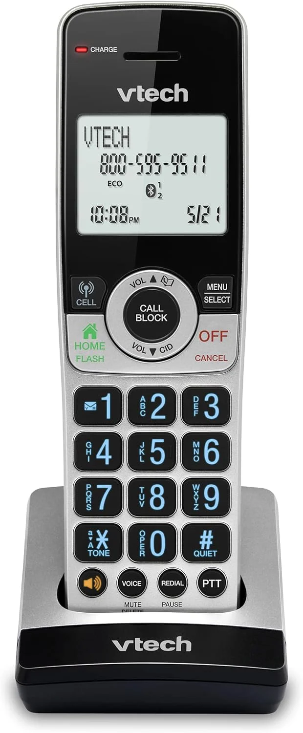 گوشی تلفن بی سیم جانبی VTech IS8201 برای سری تلفن های بی سیم تجاری IS8251، ایده آل برای دفتر کار خانگی، مسدود کردن تماس های هوشمند، سیستم پاسخگویی، اتصال بلوتوث به تلفن همراه