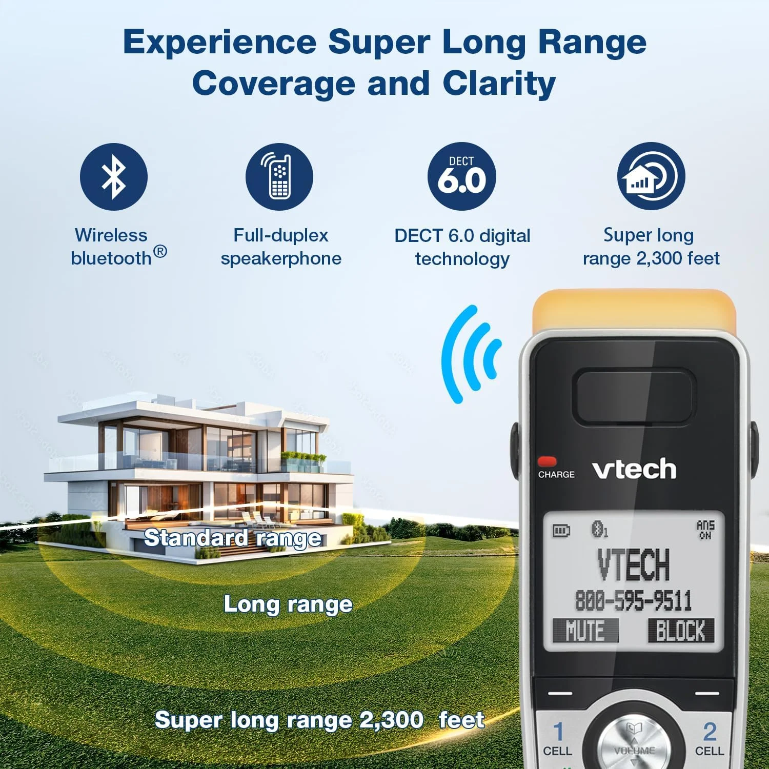 تلفن بی سیم خانگی VTech IS8151-4 با برد فوق العاده، دارای 4 گوشی، منشی تلفنی، برد 700 متری، مسدود کردن تماس، بلوتوث، جک هدست، پشتیبان برق، قابل ارتقا تا 12 گوشی، نقره ای/مشکی تلفن بی سیم خانگی VTech IS8151-4 با برد فوق العاده، دارای 4 گوشی، منشی تلفنی، برد 700 متری، مسدود کردن تماس، بلوتوث، جک هدست، پشتیبان برق، قابل ارتقا تا 12 گوشی، نقره ای/مشکی