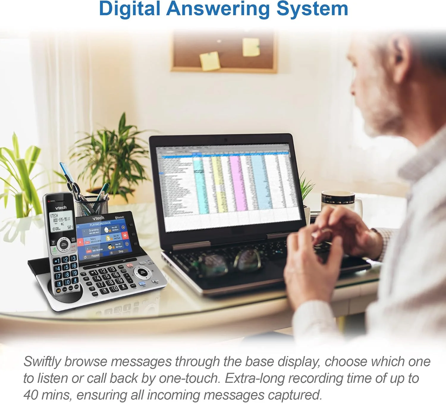 تلفن بی سیم قابل ارتقا VTech IS8251-3 با 3 گوشی برای دفتر کار خانگی، صفحه نمایش رنگی 5 اینچی، کلیدهای میانبر قابل برنامه ریزی، مسدود کننده تماس هوشمند، سیستم پاسخگویی، اتصال بلوتوث به تلفن همراه، IS8251-3 تلفن بی سیم قابل ارتقا VTech IS8251-3 با 3 گوشی برای دفتر کار خانگی، صفحه نمایش رنگی 5 اینچی، کلیدهای میانبر قابل برنامه ریزی، مسدود کننده تماس هوشمند، سیستم پاسخگویی، اتصال بلوتوث به تلفن همراه، IS8251-3