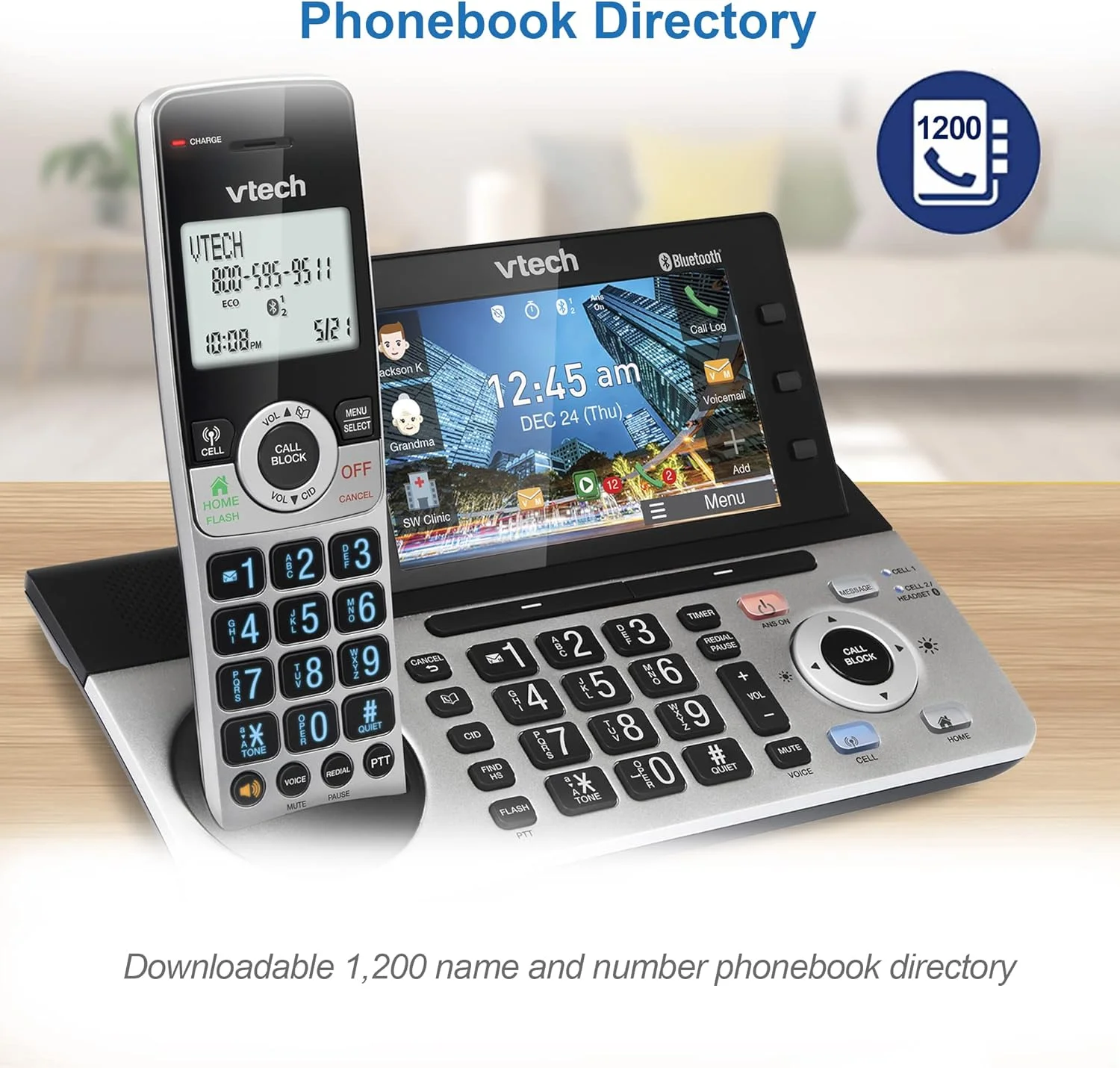 تلفن بی سیم قابل ارتقا VTech IS8251-3 با 3 گوشی برای دفتر کار خانگی، صفحه نمایش رنگی 5 اینچی، کلیدهای میانبر قابل برنامه ریزی، مسدود کننده تماس هوشمند، سیستم پاسخگویی، اتصال بلوتوث به تلفن همراه، IS8251-3 تلفن بی سیم قابل ارتقا VTech IS8251-3 با 3 گوشی برای دفتر کار خانگی، صفحه نمایش رنگی 5 اینچی، کلیدهای میانبر قابل برنامه ریزی، مسدود کننده تماس هوشمند، سیستم پاسخگویی، اتصال بلوتوث به تلفن همراه، IS8251-3