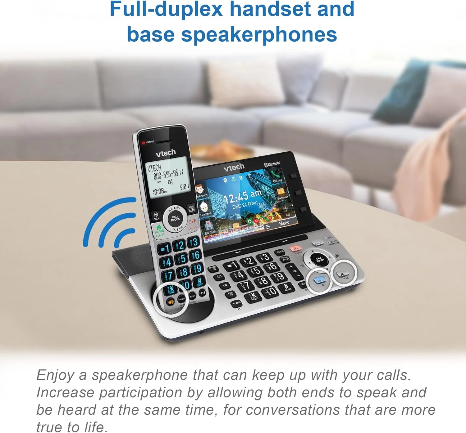 تلفن بی سیم قابل ارتقا VTech IS8251-3 با 3 گوشی برای دفتر کار خانگی، صفحه نمایش رنگی 5 اینچی، کلیدهای میانبر قابل برنامه ریزی، مسدود کننده تماس هوشمند، سیستم پاسخگویی، اتصال بلوتوث به تلفن همراه، IS8251-3 تلفن بی سیم قابل ارتقا VTech IS8251-3 با 3 گوشی برای دفتر کار خانگی، صفحه نمایش رنگی 5 اینچی، کلیدهای میانبر قابل برنامه ریزی، مسدود کننده تماس هوشمند، سیستم پاسخگویی، اتصال بلوتوث به تلفن همراه، IS8251-3