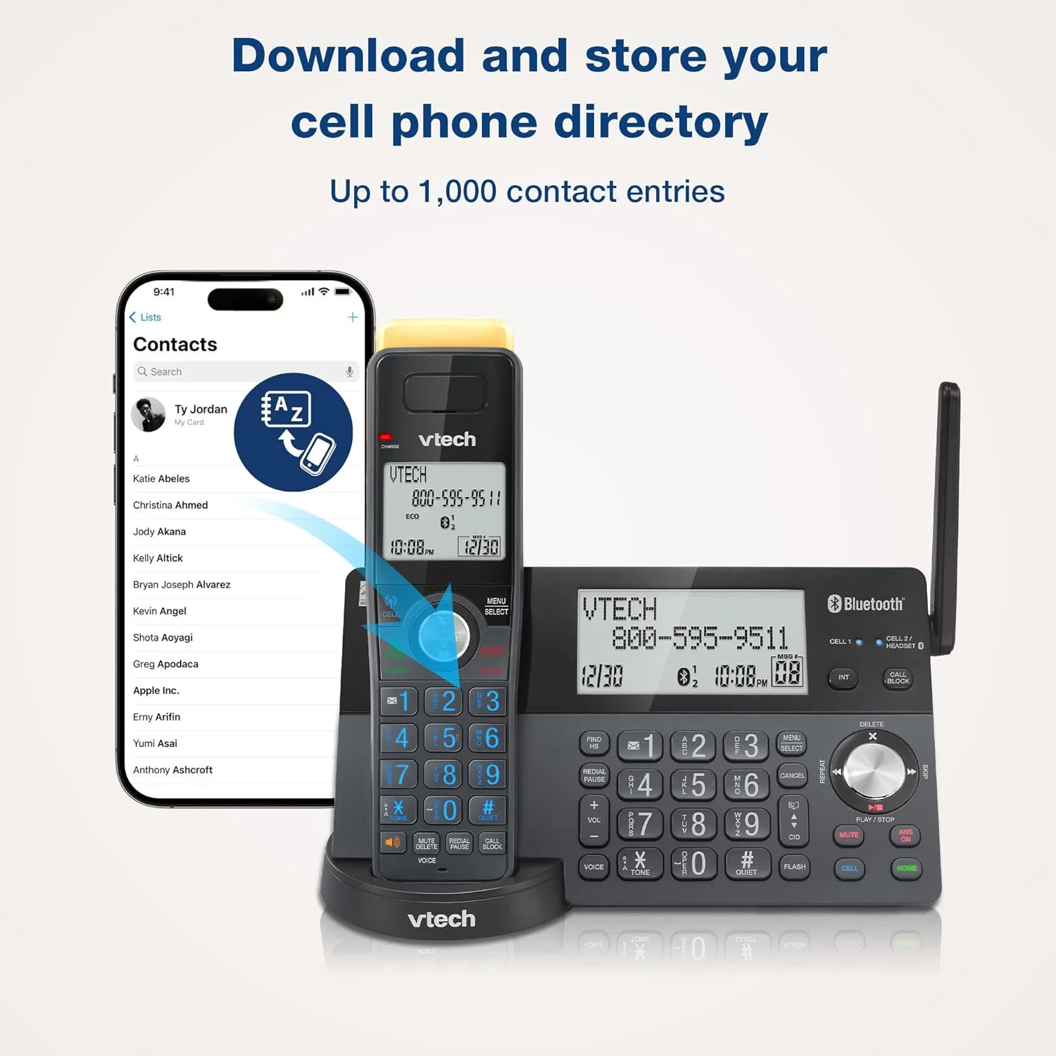 تلفن بی سیم برد فوق العاده VTech IS8128-31 DECT 6.0 با 3 گوشی برای منزل، دارای منشی تلفنی، برد 700 متر، مسدود کردن تماس، اتصال بلوتوث به تلفن همراه، اینترکام تلفن بی سیم برد فوق العاده VTech IS8128-31 DECT 6.0 با 3 گوشی برای منزل، دارای منشی تلفنی، برد 700 متر، مسدود کردن تماس، اتصال بلوتوث به تلفن همراه، اینترکام