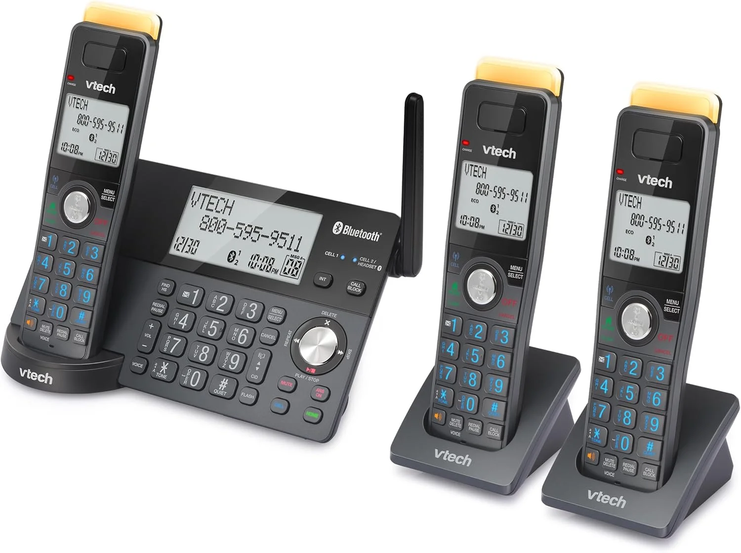 تلفن بی سیم برد فوق العاده VTech IS8128-31 DECT 6.0 با 3 گوشی برای منزل، دارای منشی تلفنی، برد 700 متر، مسدود کردن تماس، اتصال بلوتوث به تلفن همراه، اینترکام تلفن بی سیم برد فوق العاده VTech IS8128-31 DECT 6.0 با 3 گوشی برای منزل، دارای منشی تلفنی، برد 700 متر، مسدود کردن تماس، اتصال بلوتوث به تلفن همراه، اینترکام