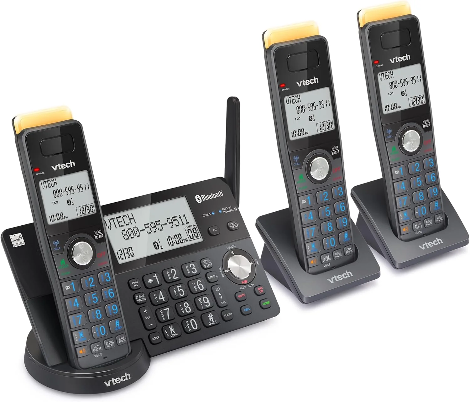 تلفن بی سیم برد فوق العاده VTech IS8128-31 DECT 6.0 با 3 گوشی برای منزل، دارای منشی تلفنی، برد 700 متر، مسدود کردن تماس، اتصال بلوتوث به تلفن همراه، اینترکام تلفن بی سیم برد فوق العاده VTech IS8128-31 DECT 6.0 با 3 گوشی برای منزل، دارای منشی تلفنی، برد 700 متر، مسدود کردن تماس، اتصال بلوتوث به تلفن همراه، اینترکام