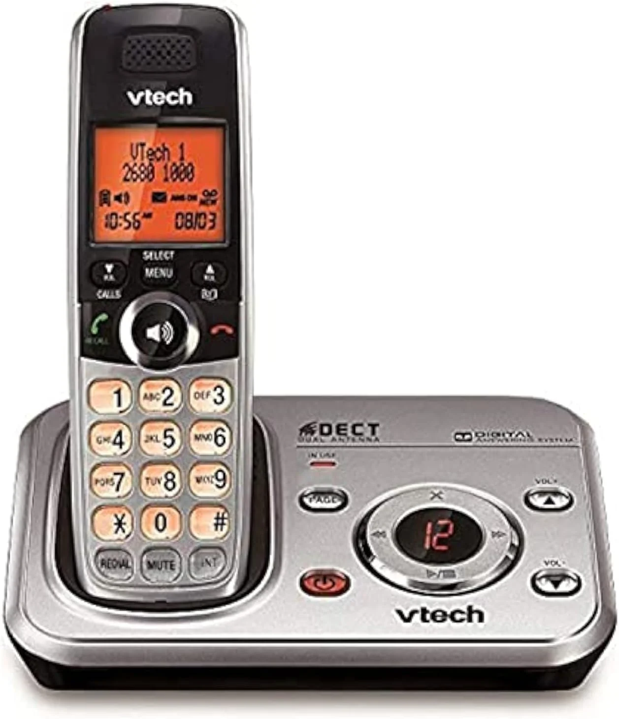 تلفن بی سیم دیجیتال Vtech با پشتیبان برق در هنگام قطع برق - نقره ای [CS6329]