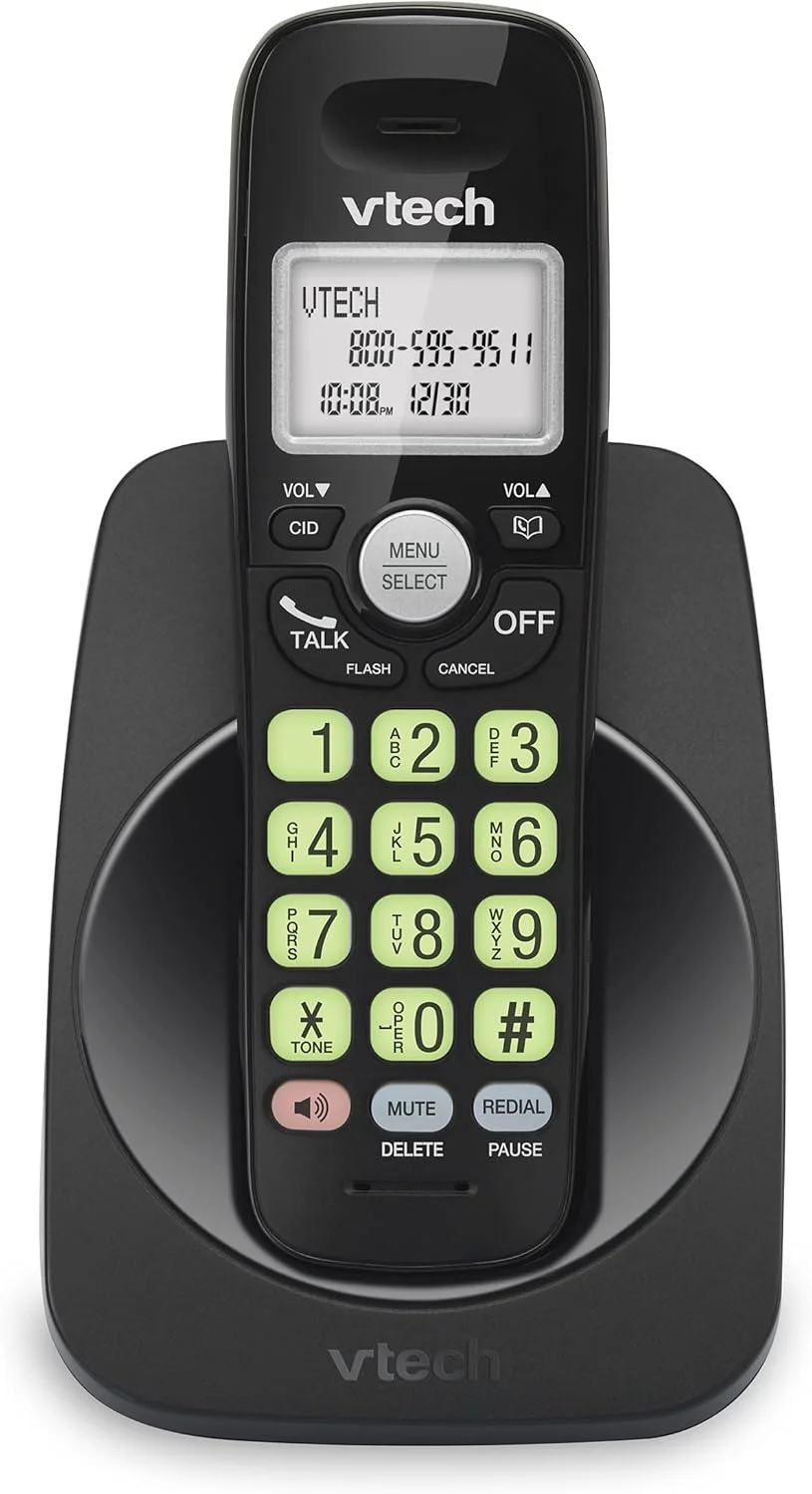 تلفن بی سیم VTech DECT 6.0 - صفحه نمایش آبی، دکمه های بزرگ، دوبلکس کامل، شناسه تماس گیرنده، نصب آسان روی دیوار، برد 300 متر