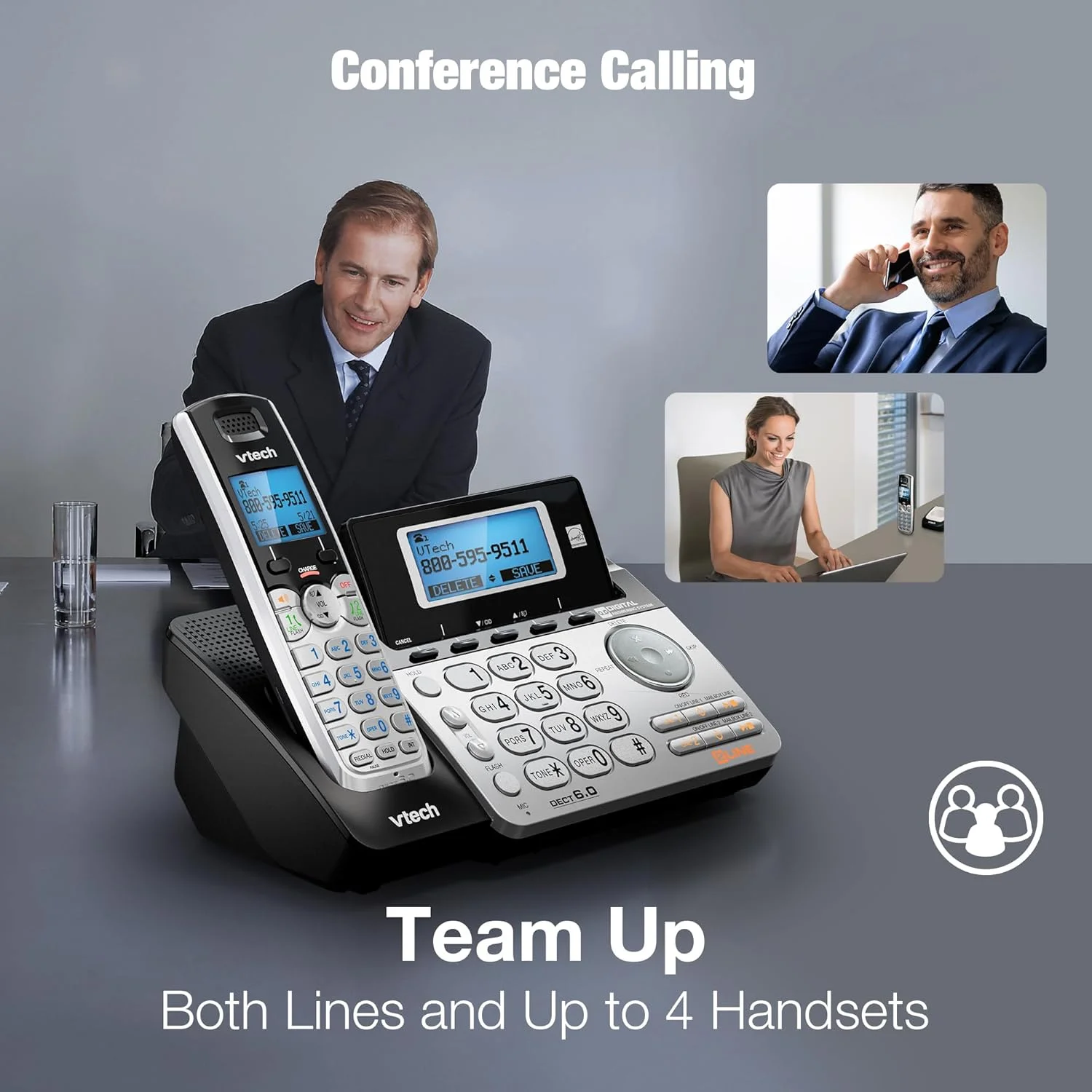 تلفن بی سیم دو خطی VTech DS6151 با سیستم پاسخگویی دیجیتال و صندوق پستی (مشکی/نقره ای) تلفن بی سیم دو خطی VTech DS6151 با سیستم پاسخگویی دیجیتال و صندوق پستی (مشکی/نقره ای)