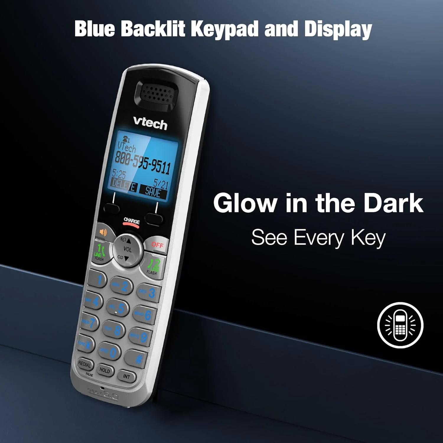 تلفن بی سیم دو خطی VTech DS6151 با سیستم پاسخگویی دیجیتال و صندوق پستی (مشکی/نقره ای) تلفن بی سیم دو خطی VTech DS6151 با سیستم پاسخگویی دیجیتال و صندوق پستی (مشکی/نقره ای)