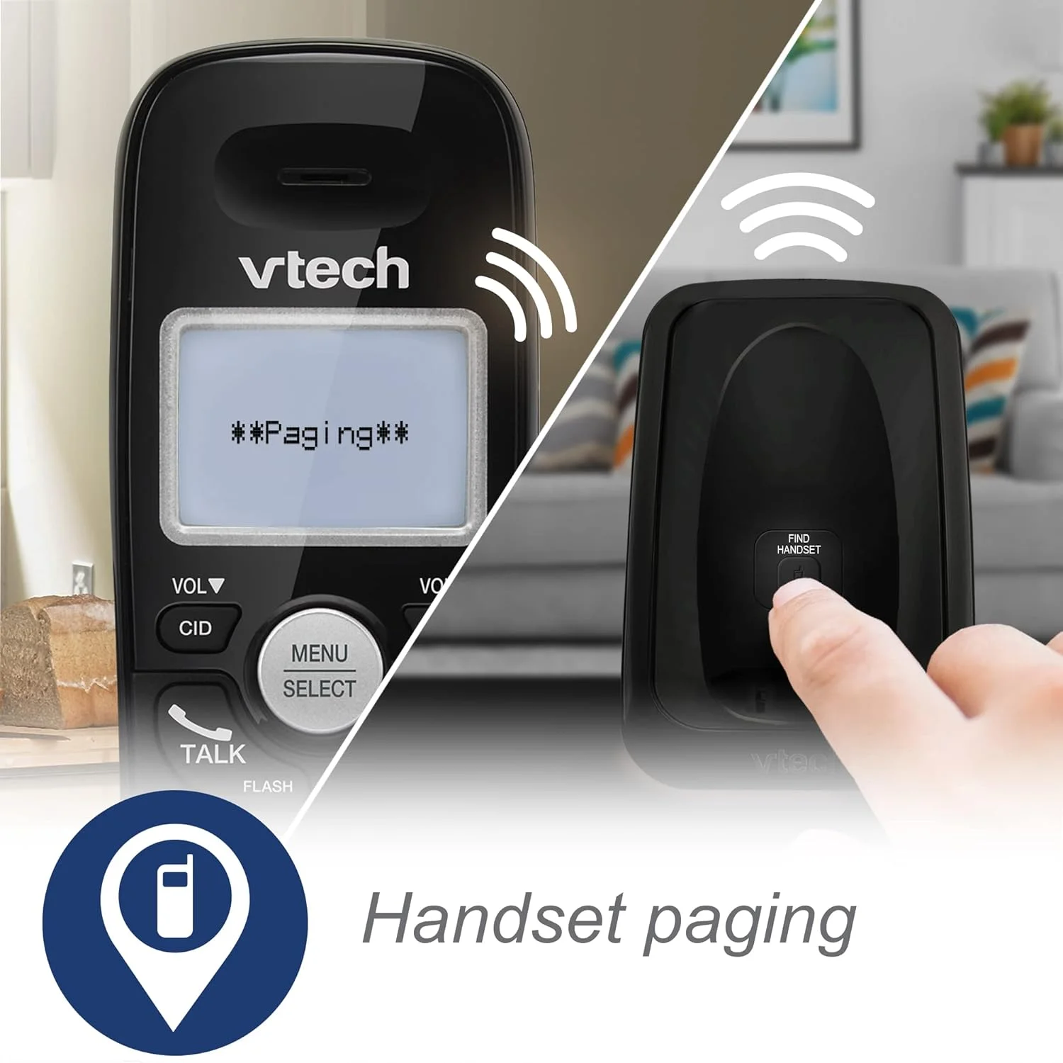 تلفن بی سیم VTech DECT 6.0 - صفحه نمایش آبی، دکمه های بزرگ، دوبلکس کامل، شناسه تماس گیرنده، نصب آسان روی دیوار، برد 300 متر تلفن بی سیم VTech DECT 6.0 - صفحه نمایش آبی، دکمه های بزرگ، دوبلکس کامل، شناسه تماس گیرنده، نصب آسان روی دیوار، برد 300 متر