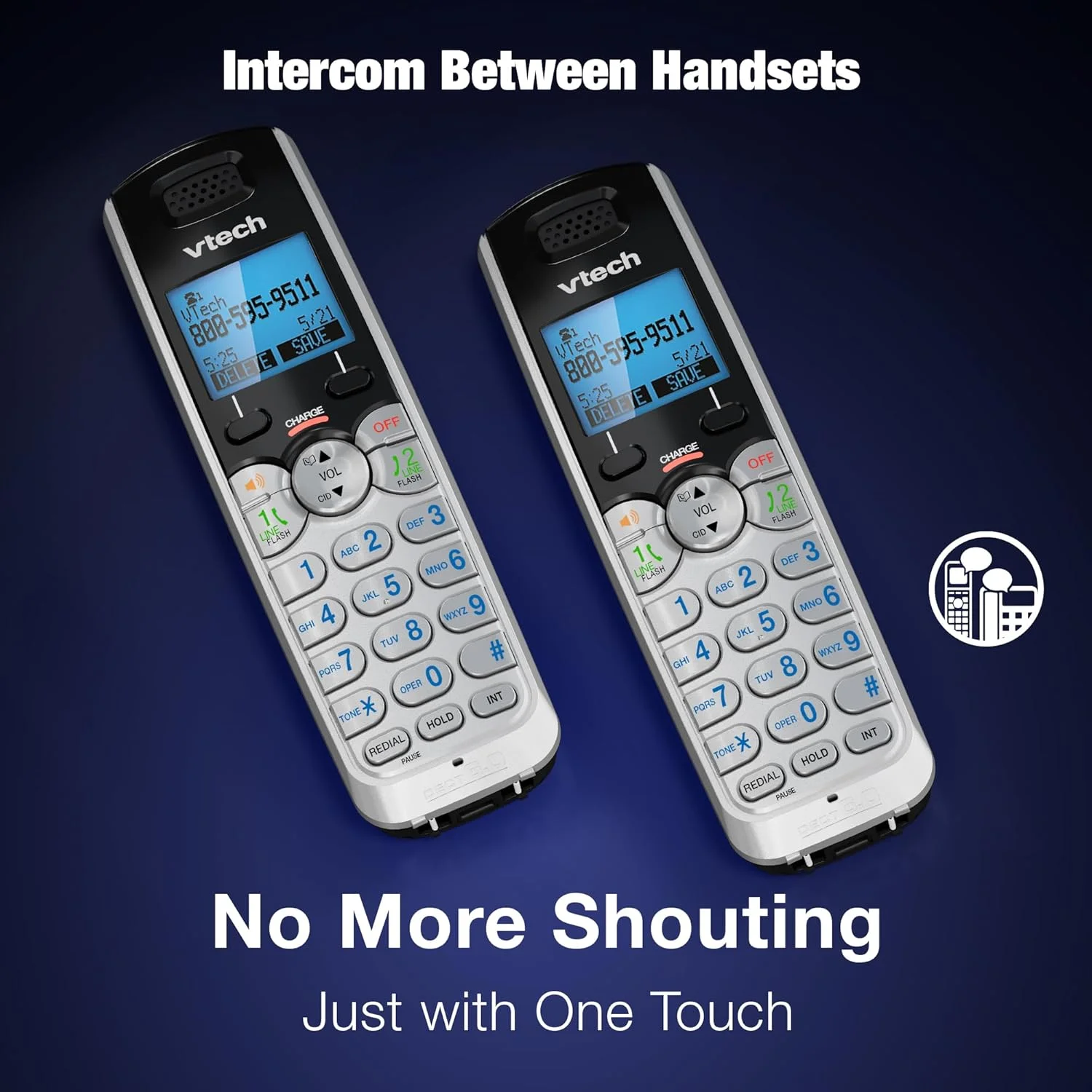 تلفن بی سیم دو خطی VTech DS6151 با سیستم پاسخگویی دیجیتال و صندوق پستی (مشکی/نقره ای) تلفن بی سیم دو خطی VTech DS6151 با سیستم پاسخگویی دیجیتال و صندوق پستی (مشکی/نقره ای)