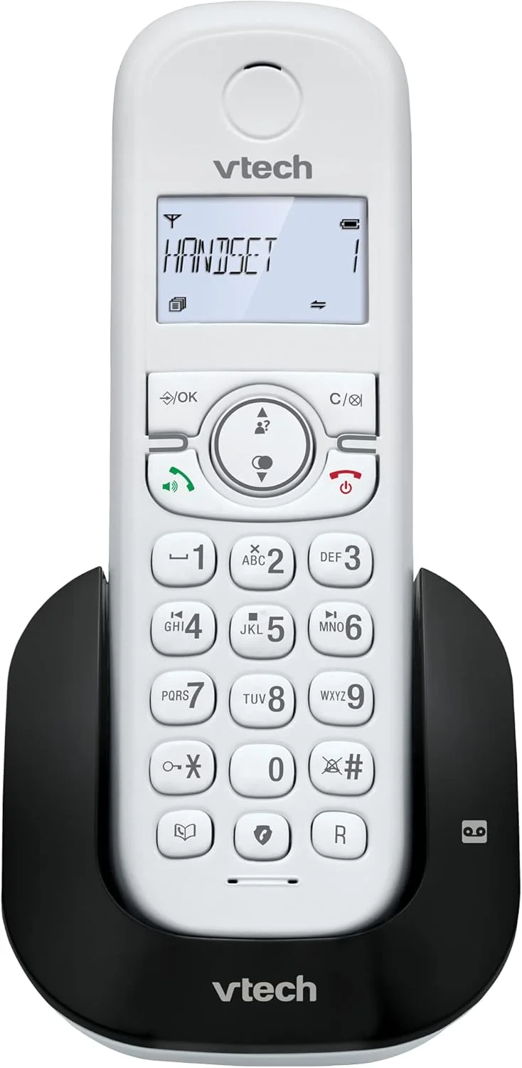 تلفن بی سیم DECT مدل VTech CS1550 با منشی تلفنی و مسدود کننده تماس، 1 گوشی، تلفن های ثابت خانگی، سفید، شناسه تماس گیرنده/انتظار تماس، شماره گیری مجدد، هندزفری، صفحه نمایش و صفحه کلید روشن تلفن بی سیم DECT مدل VTech CS1550 با منشی تلفنی و مسدود کننده تماس، 1 گوشی، تلفن های ثابت خانگی، سفید، شناسه تماس گیرنده/انتظار تماس، شماره گیری مجدد، هندزفری، صفحه نمایش و صفحه کلید روشن
