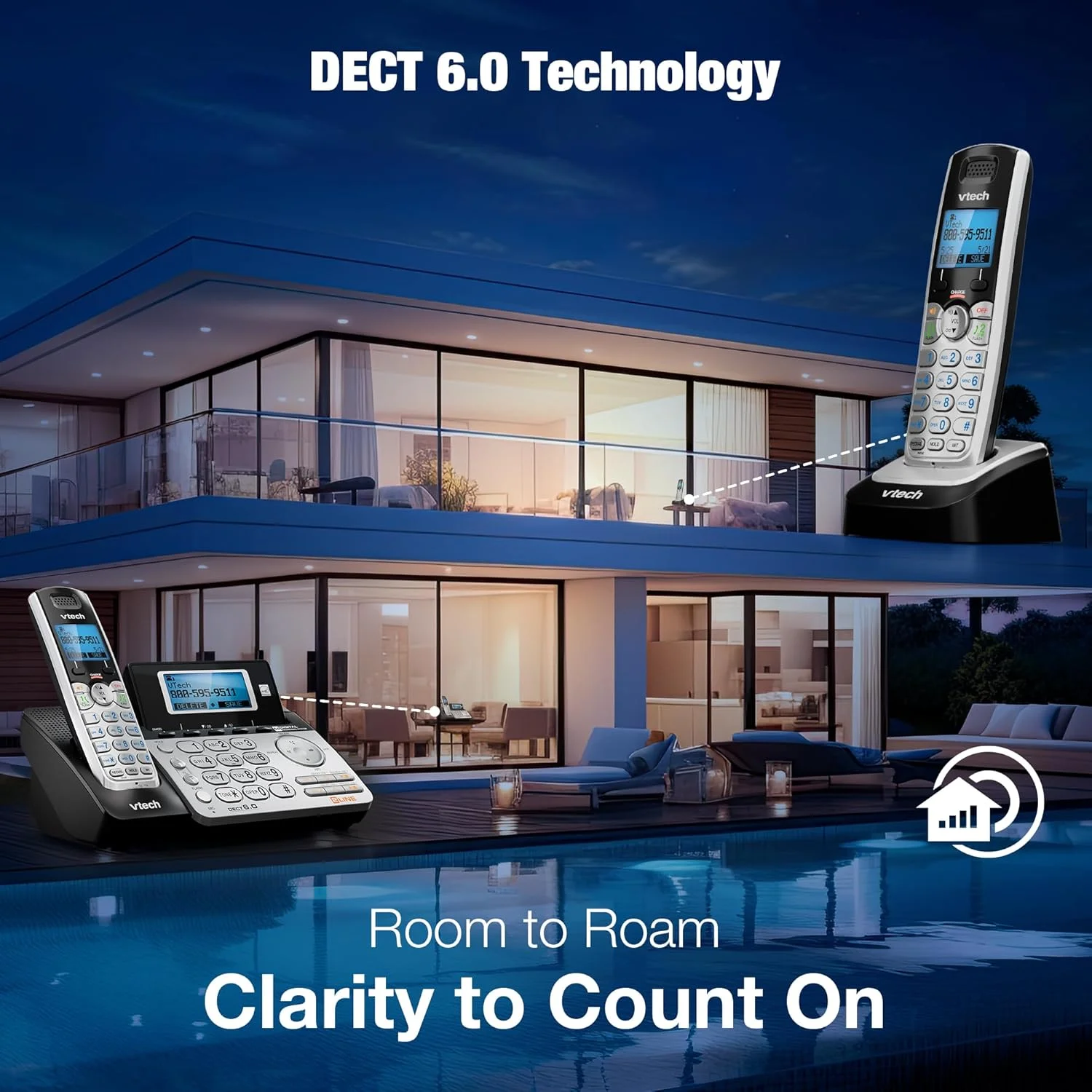 تلفن بی سیم دو خطی VTech DS6151 با سیستم پاسخگویی دیجیتال و صندوق پستی (مشکی/نقره ای) تلفن بی سیم دو خطی VTech DS6151 با سیستم پاسخگویی دیجیتال و صندوق پستی (مشکی/نقره ای)