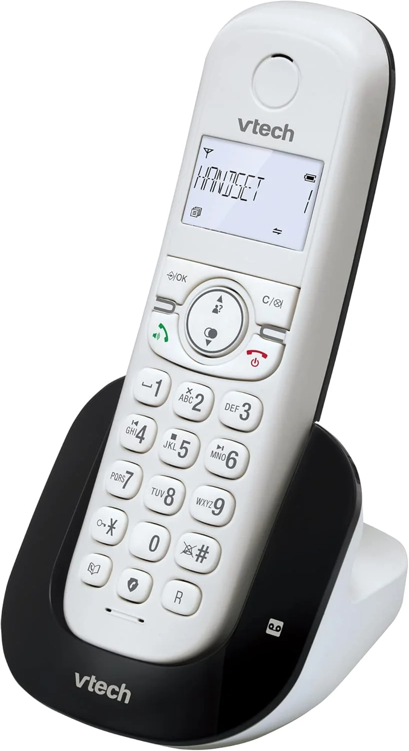 تلفن بی سیم DECT مدل VTech CS1550 با منشی تلفنی و مسدود کننده تماس، 1 گوشی، تلفن های ثابت خانگی، سفید، شناسه تماس گیرنده/انتظار تماس، شماره گیری مجدد، هندزفری، صفحه نمایش و صفحه کلید روشن تلفن بی سیم DECT مدل VTech CS1550 با منشی تلفنی و مسدود کننده تماس، 1 گوشی، تلفن های ثابت خانگی، سفید، شناسه تماس گیرنده/انتظار تماس، شماره گیری مجدد، هندزفری، صفحه نمایش و صفحه کلید روشن