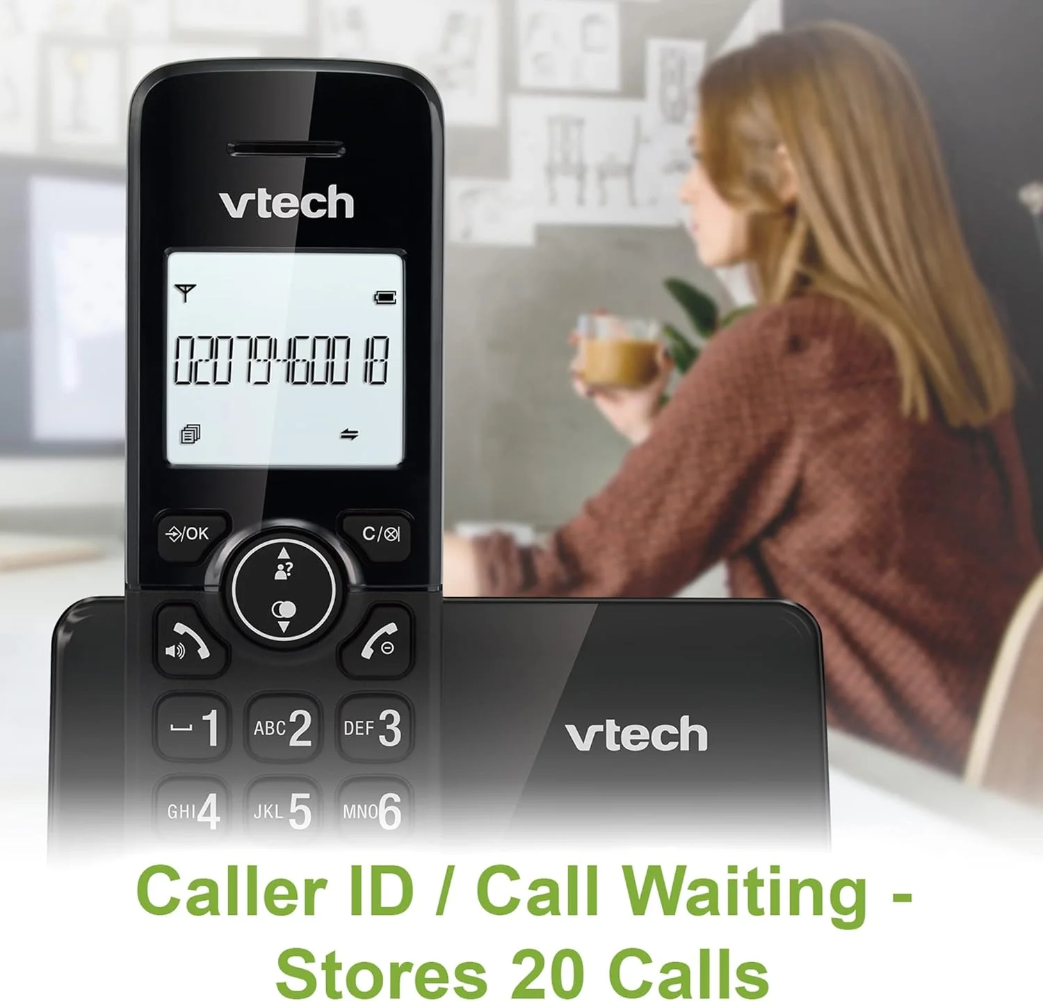 VTech CS2001 DECT 2 Handset Cordless Telephone for Home with Nuisance Call Blocker, Reliable Long Range up to 300m, Caller ID, Call Waiting, 1.8 Backlit Display, Speakerphone, Intercom, Big Buttons VTech CS2001 DECT 2 Handset Cordless Telephone for Home with Nuisance Call Blocker, Reliable Long Range up to 300m, Caller ID, Call Waiting, 1.8 Backlit Display, Speakerphone, Intercom, Big Buttons