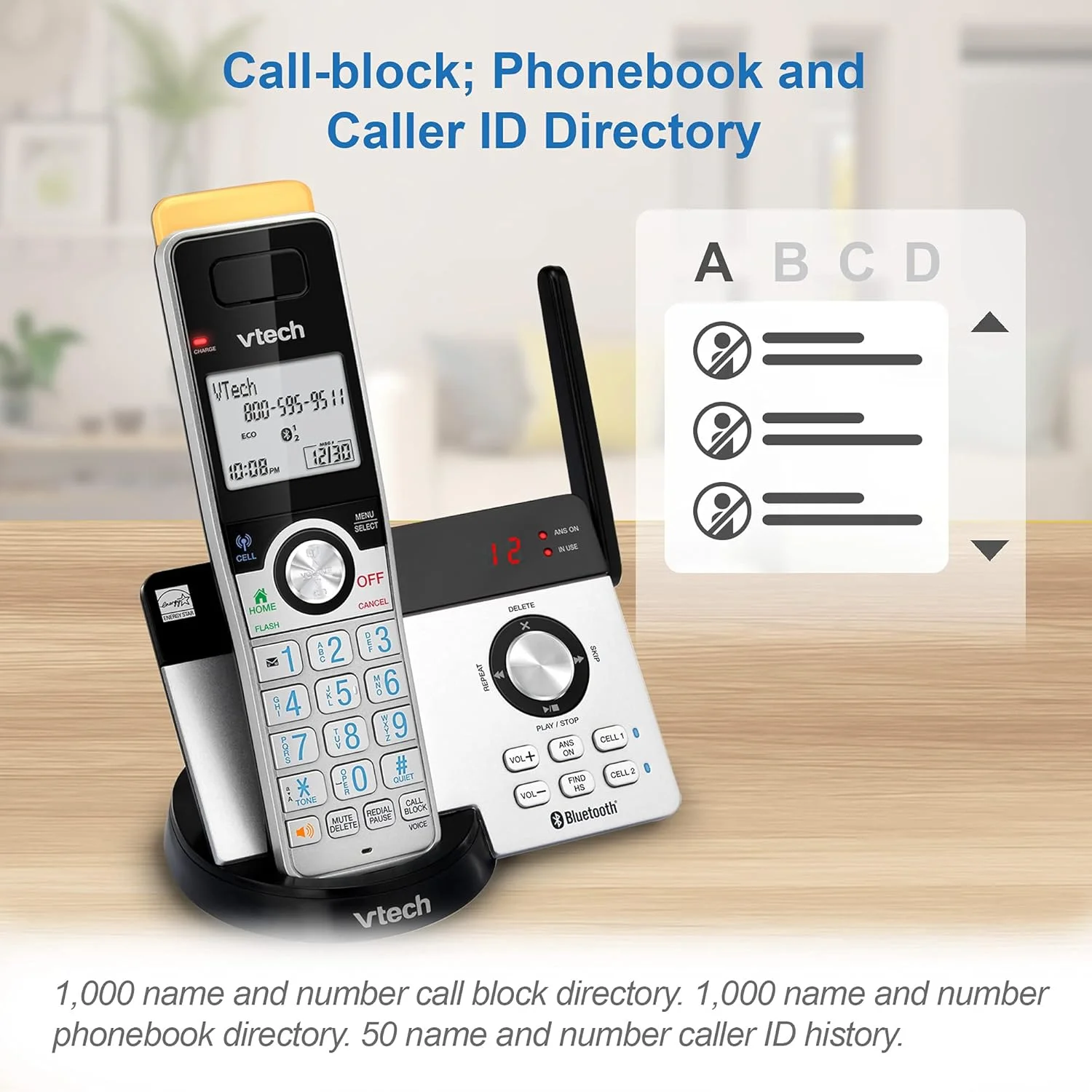 تلفن بی سیم دوربرد VTECH IS8121 با برد فوق العاده تا 700 متر، بلوتوث، قابلیت ارتقا DECT 6.0 برای منزل با منشی تلفنی، مسدود کردن تماس، اتصال به تلفن همراه، ارتباط داخلی و قابلیت ارتقا تا 5 گوشی تلفن بی سیم دوربرد VTECH IS8121 با برد فوق العاده تا 700 متر، بلوتوث، قابلیت ارتقا DECT 6.0 برای منزل با منشی تلفنی، مسدود کردن تماس، اتصال به تلفن همراه، ارتباط داخلی و قابلیت ارتقا تا 5 گوشی