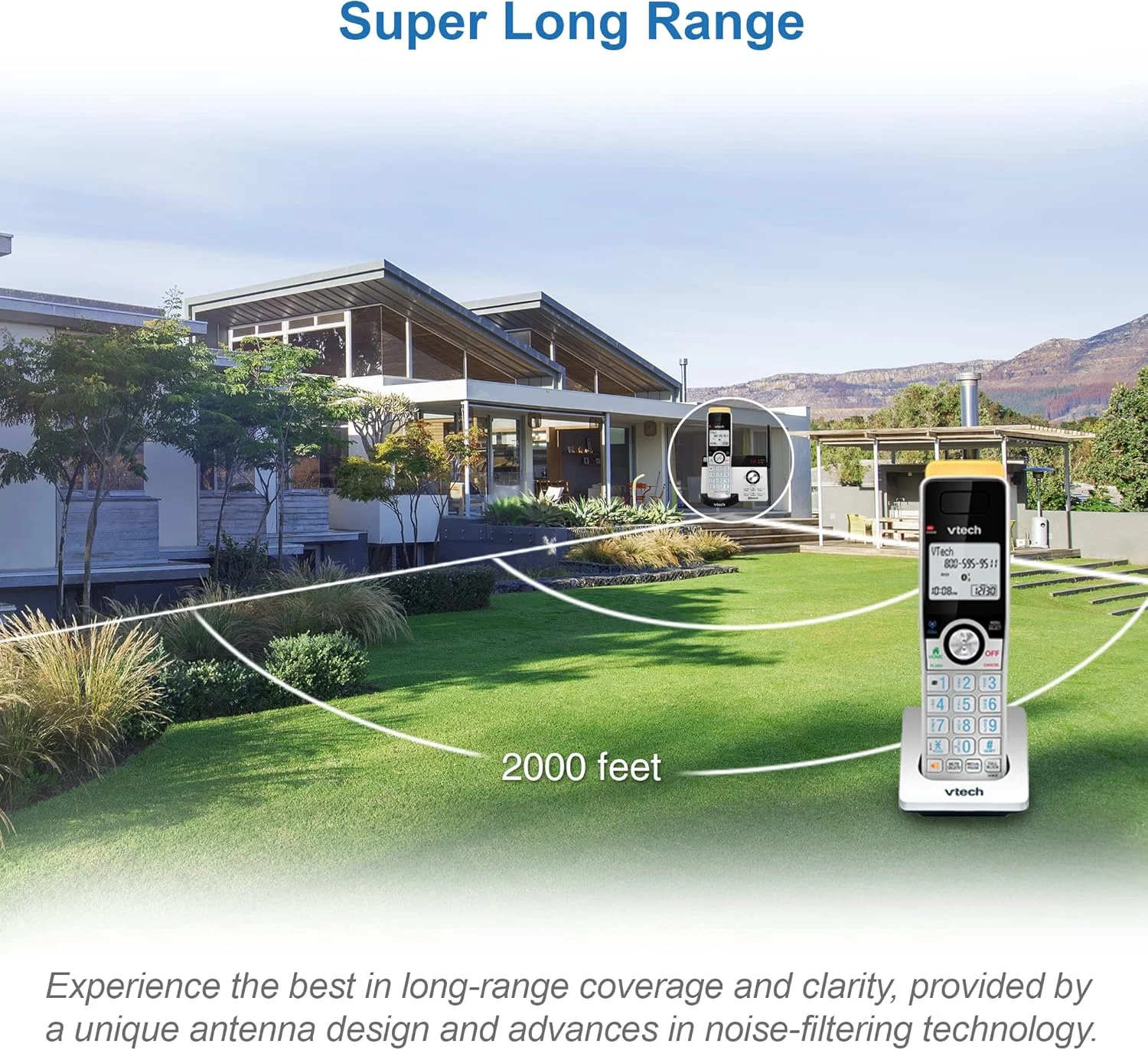 تلفن بی سیم 3 گوشی VTECH IS8121-3 با برد فوق العاده طولانی تا 700 متر، فناوری DECT 6.0، بلوتوث، دارای منشی تلفنی، مسدود کننده تماس، اتصال به تلفن همراه، ارتباط داخلی و قابلیت افزایش تا 5 گوشی