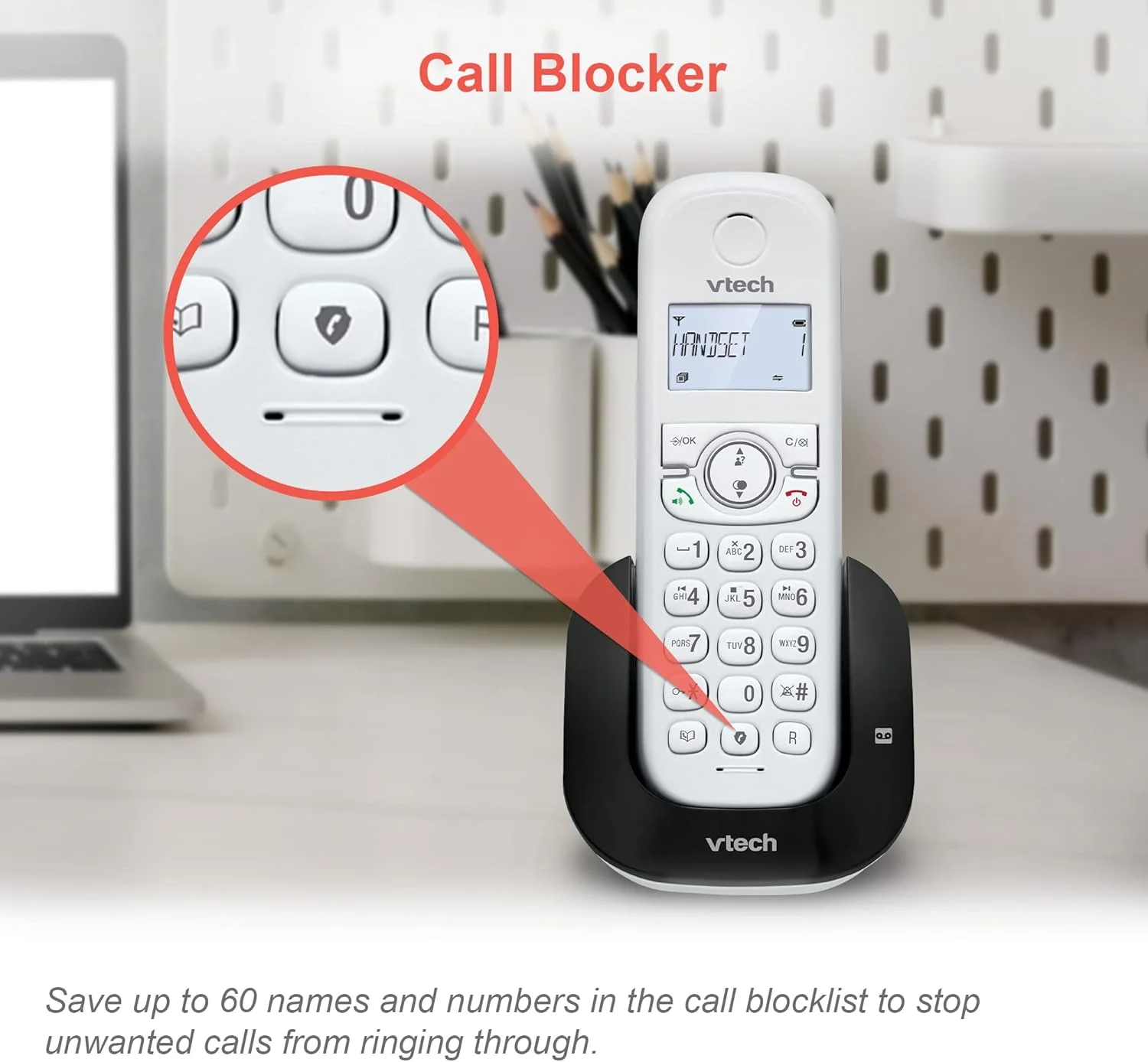 تلفن بی سیم DECT مدل VTech CS1550 با منشی تلفنی و مسدود کننده تماس، 1 گوشی، تلفن های ثابت خانگی، سفید، شناسه تماس گیرنده/انتظار تماس، شماره گیری مجدد، هندزفری، صفحه نمایش و صفحه کلید روشن تلفن بی سیم DECT مدل VTech CS1550 با منشی تلفنی و مسدود کننده تماس، 1 گوشی، تلفن های ثابت خانگی، سفید، شناسه تماس گیرنده/انتظار تماس، شماره گیری مجدد، هندزفری، صفحه نمایش و صفحه کلید روشن