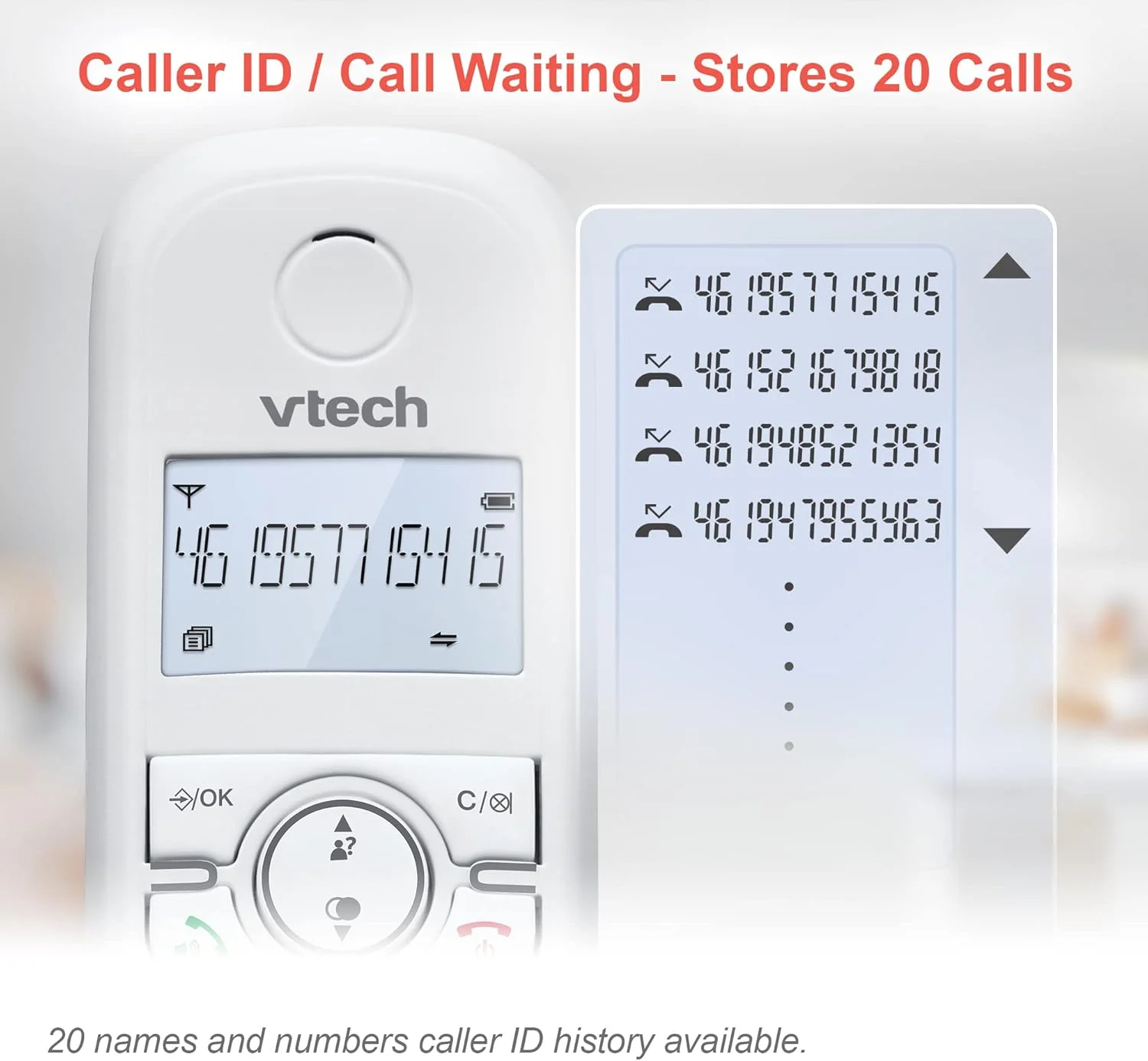 تلفن بی سیم DECT مدل VTech CS1550 با منشی تلفنی و مسدود کننده تماس، 1 گوشی، تلفن های ثابت خانگی، سفید، شناسه تماس گیرنده/انتظار تماس، شماره گیری مجدد، هندزفری، صفحه نمایش و صفحه کلید روشن تلفن بی سیم DECT مدل VTech CS1550 با منشی تلفنی و مسدود کننده تماس، 1 گوشی، تلفن های ثابت خانگی، سفید، شناسه تماس گیرنده/انتظار تماس، شماره گیری مجدد، هندزفری، صفحه نمایش و صفحه کلید روشن