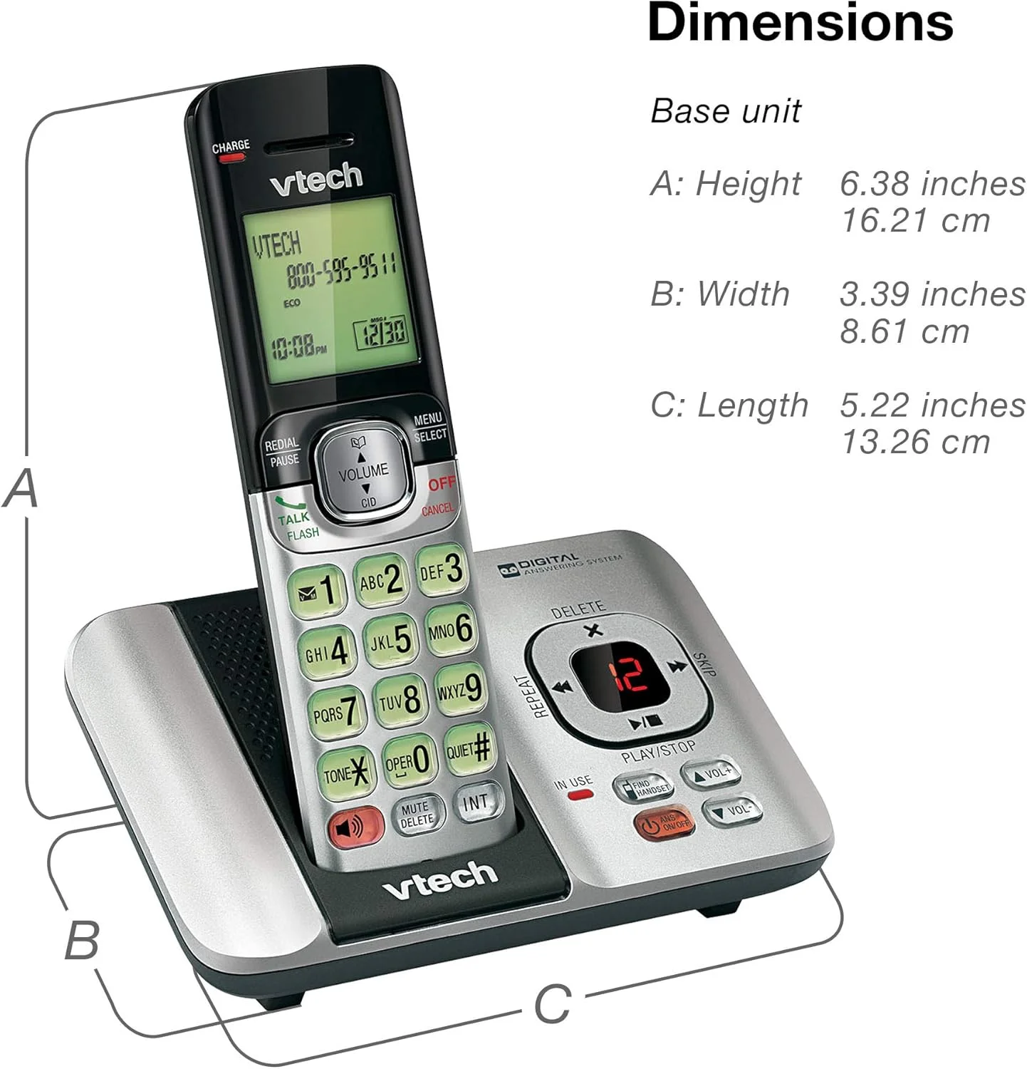 VTech CS6529 DECT 6.0 Phone Answering System with Caller ID/Call Waiting, 1 Cordless Handset, Silver/Black VTech CS6529 DECT 6.0 Phone Answering System with Caller ID/Call Waiting, 1 Cordless Handset, Silver/Black