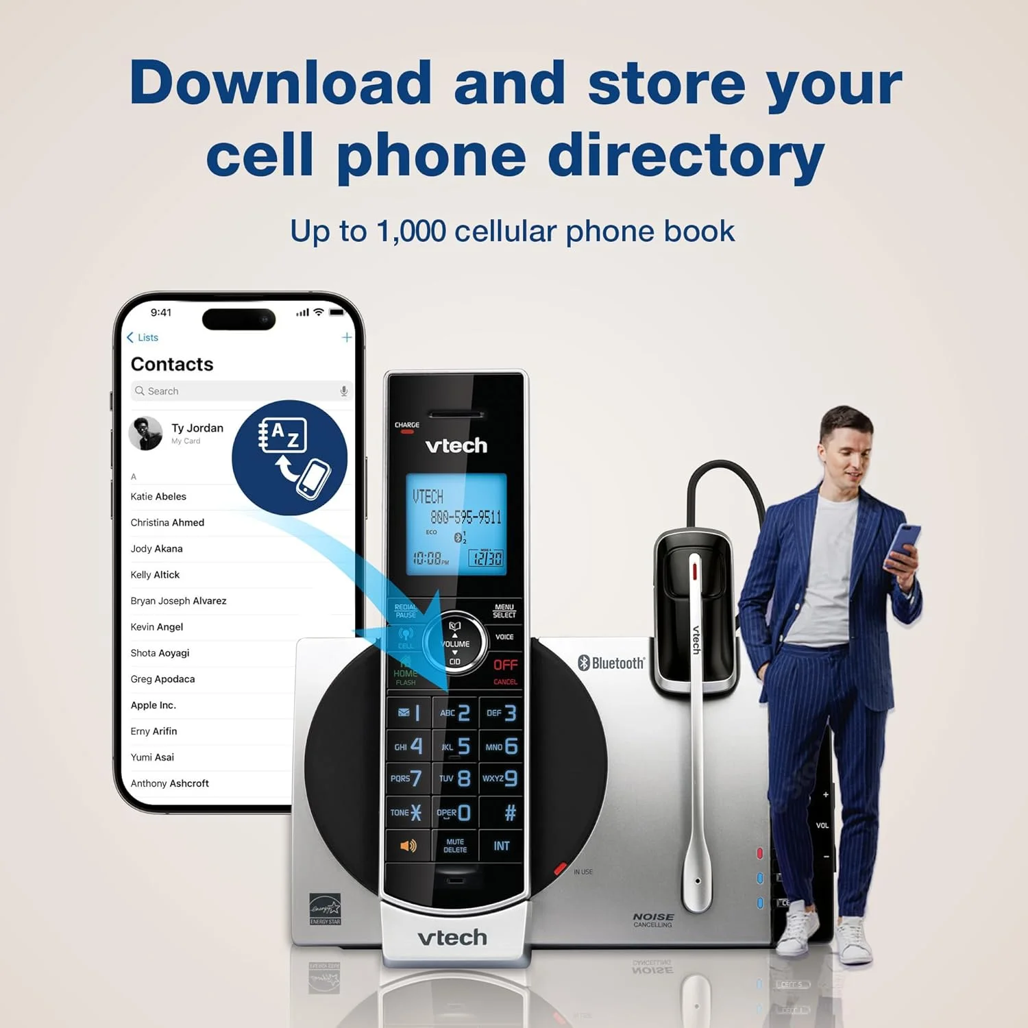 تلفن بی سیم VTech Connect to Cell DS6771-3 DECT 6.0 - مشکی، نقره ای، 17.5 x 10.1 x 16.7 سانتیمتر تلفن بی سیم VTech Connect to Cell DS6771-3 DECT 6.0 - مشکی، نقره ای، 17.5 x 10.1 x 16.7 سانتیمتر