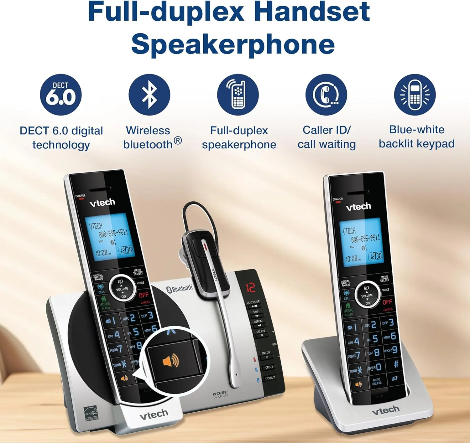 تلفن بی سیم VTech Connect to Cell DS6771-3 DECT 6.0 - مشکی، نقره ای، 17.5 x 10.1 x 16.7 سانتیمتر تلفن بی سیم VTech Connect to Cell DS6771-3 DECT 6.0 - مشکی، نقره ای، 17.5 x 10.1 x 16.7 سانتیمتر